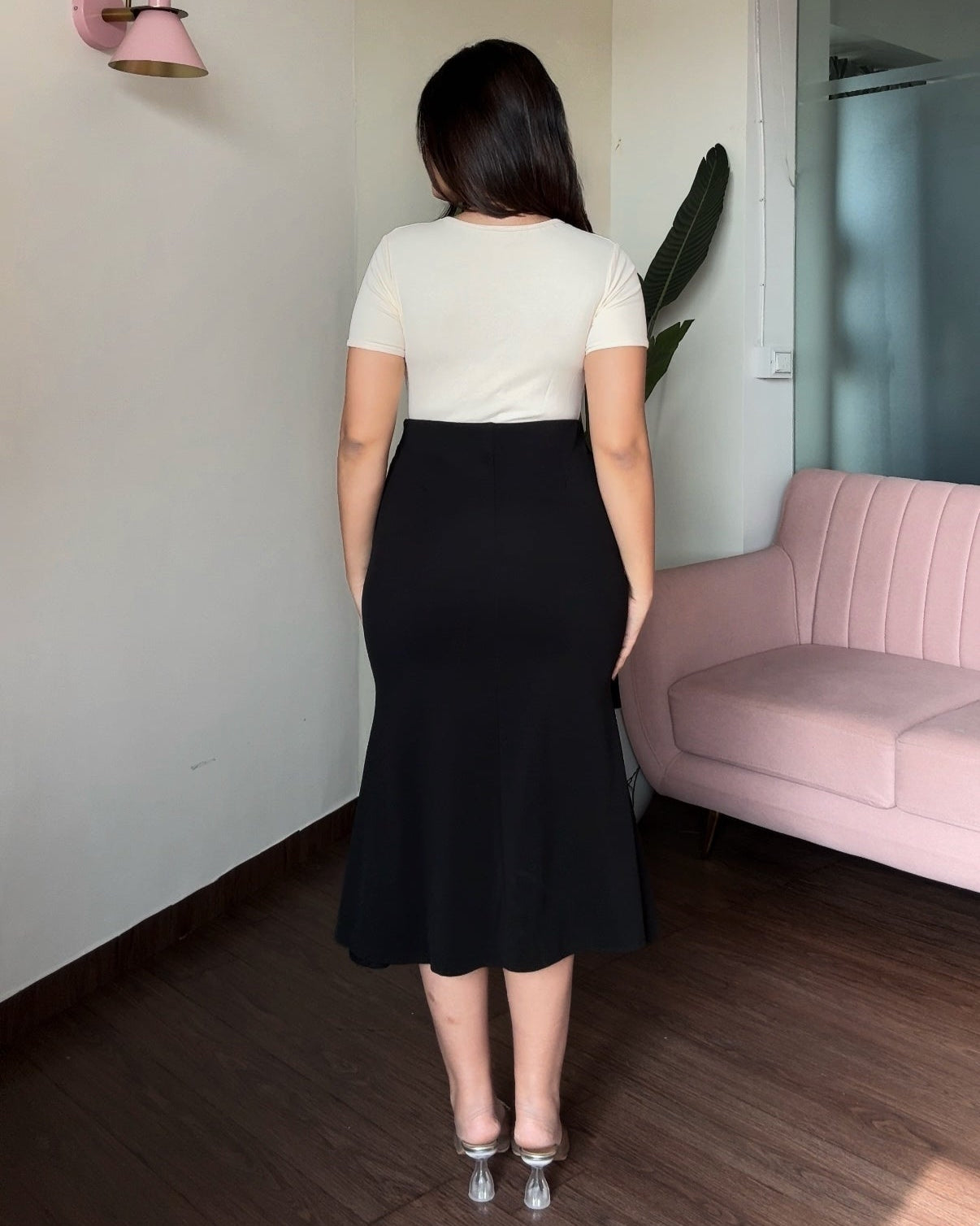 Fit And Flared Basic Midi Skirt