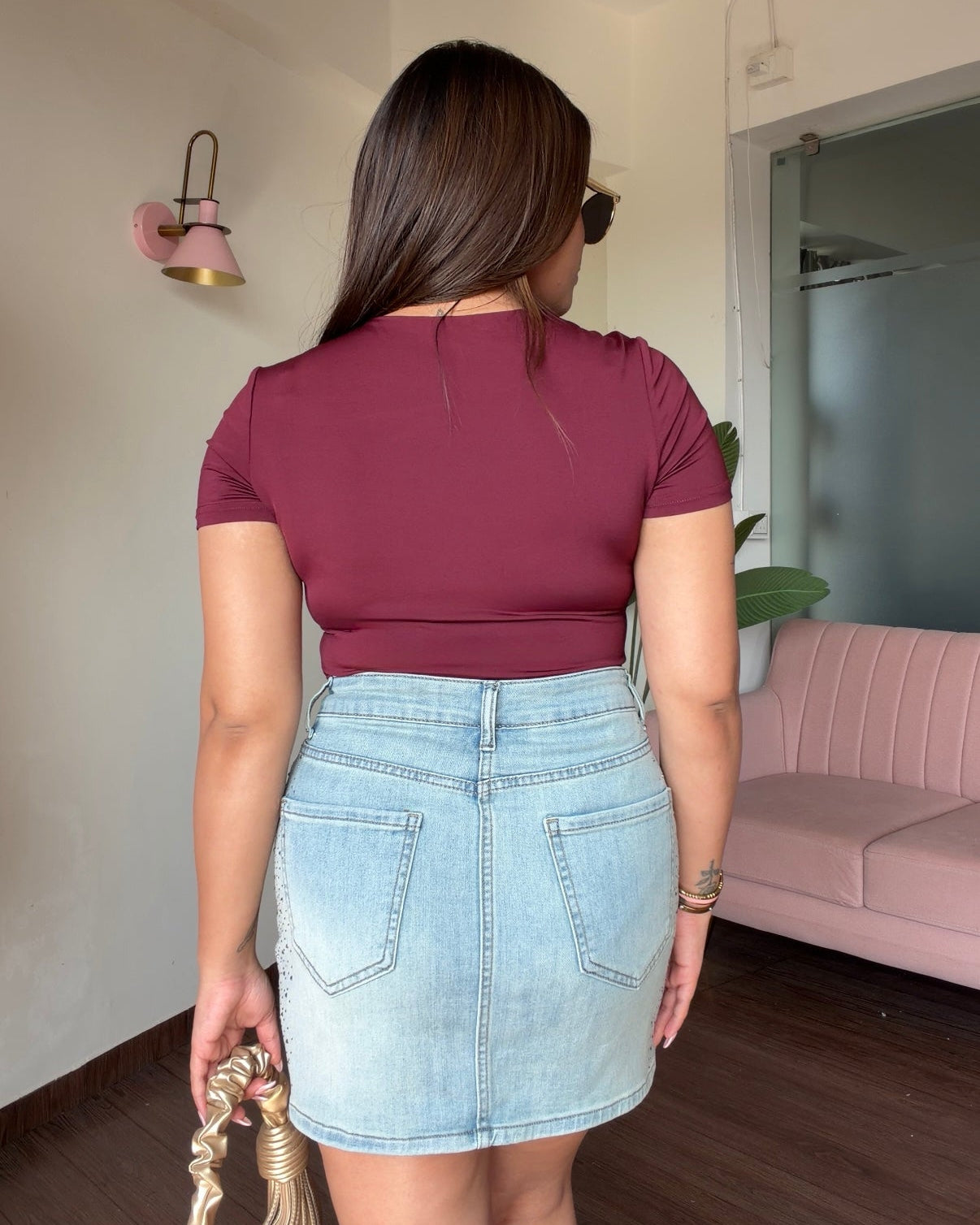 Fitted Cut Out Detailing With Golden Buckle Top