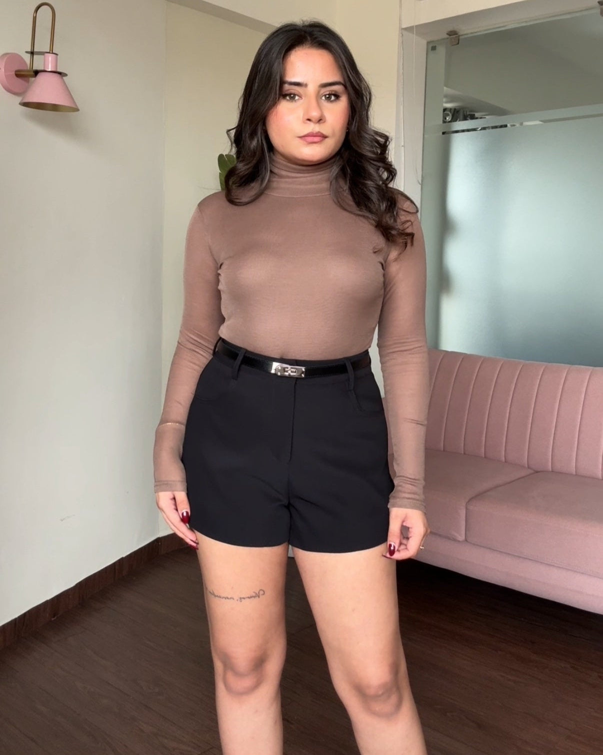 Fitted Pant Shorts With Belt