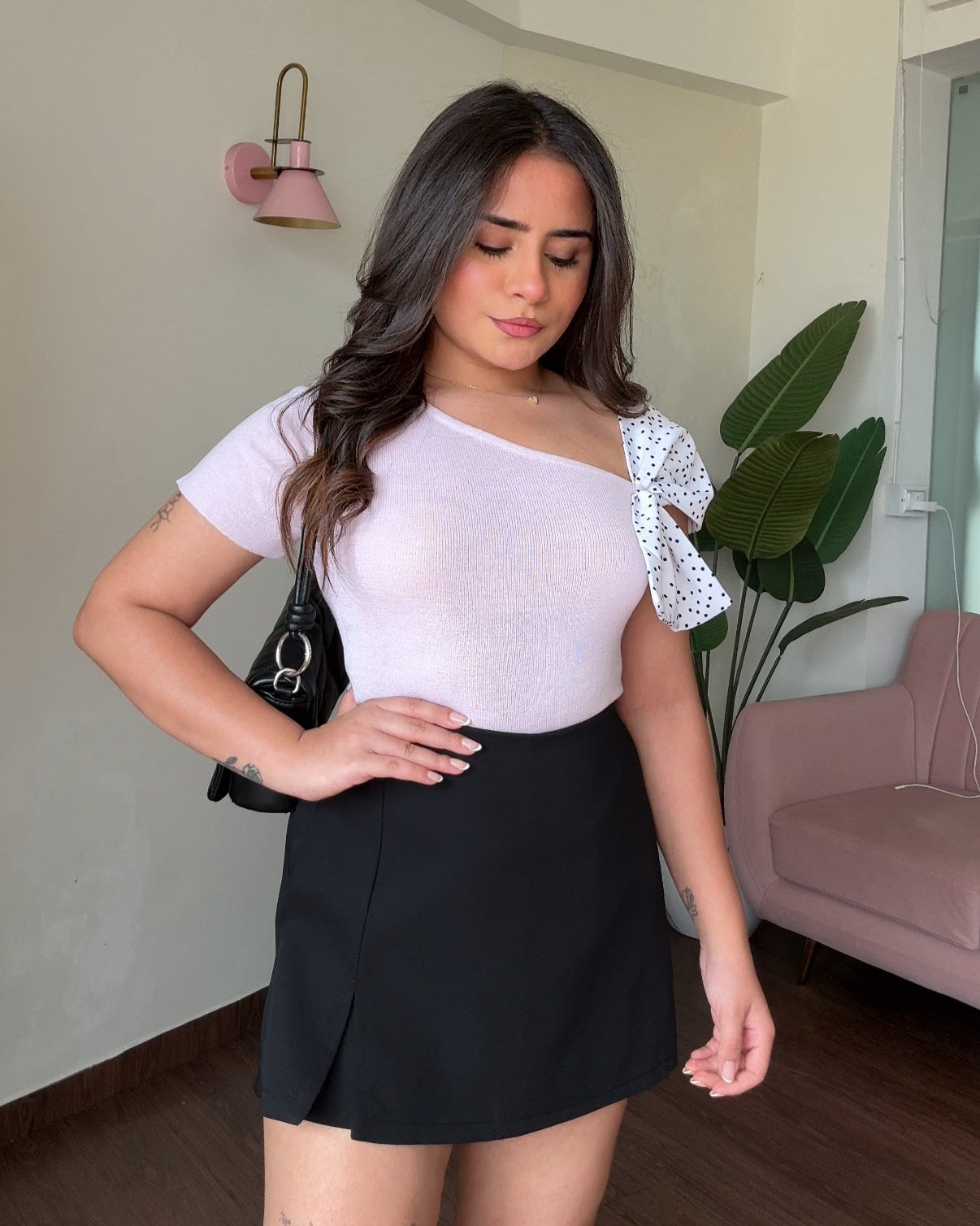 Fitted Solid Skort For Women