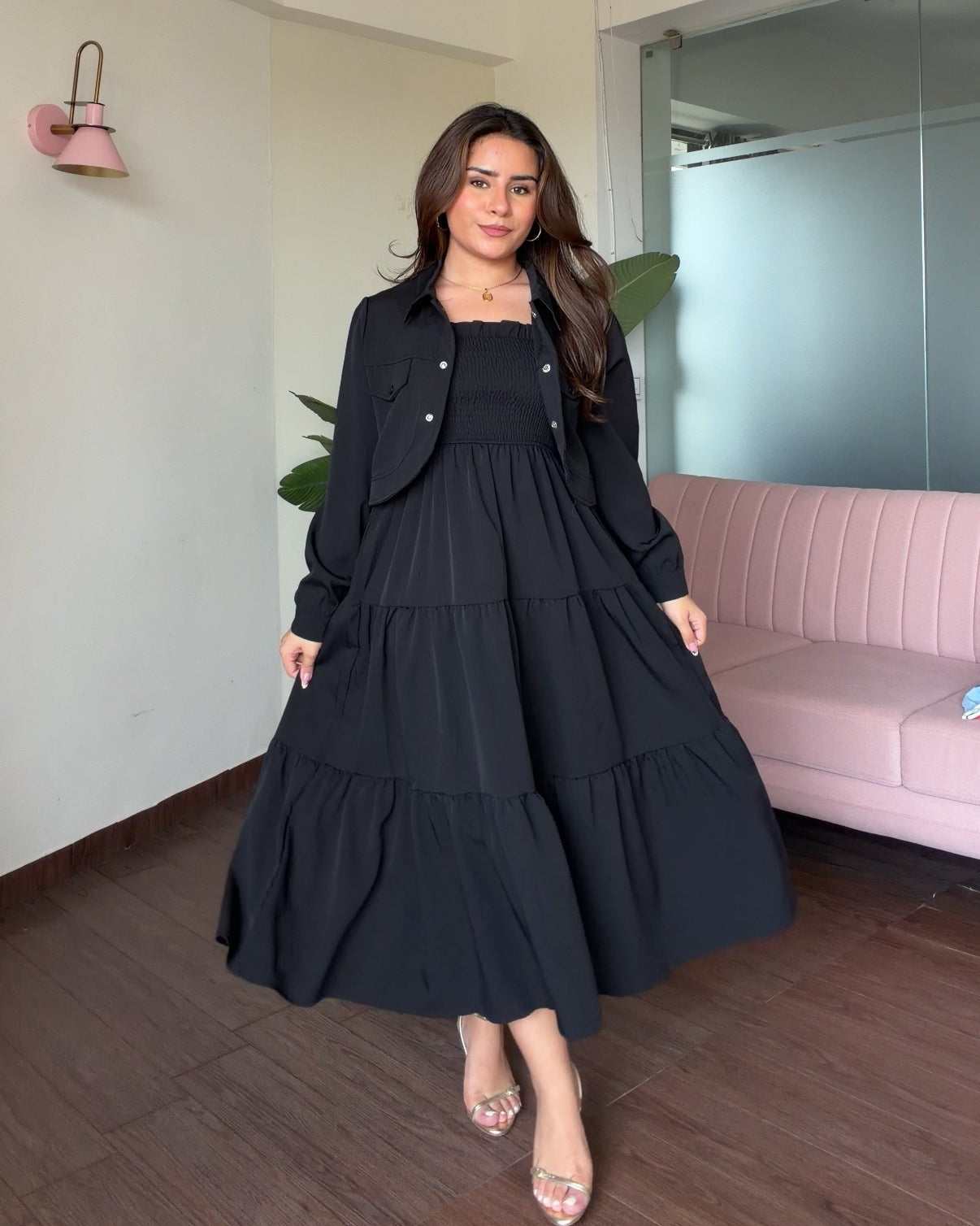 Flared Midi Summer Dress With Shrug