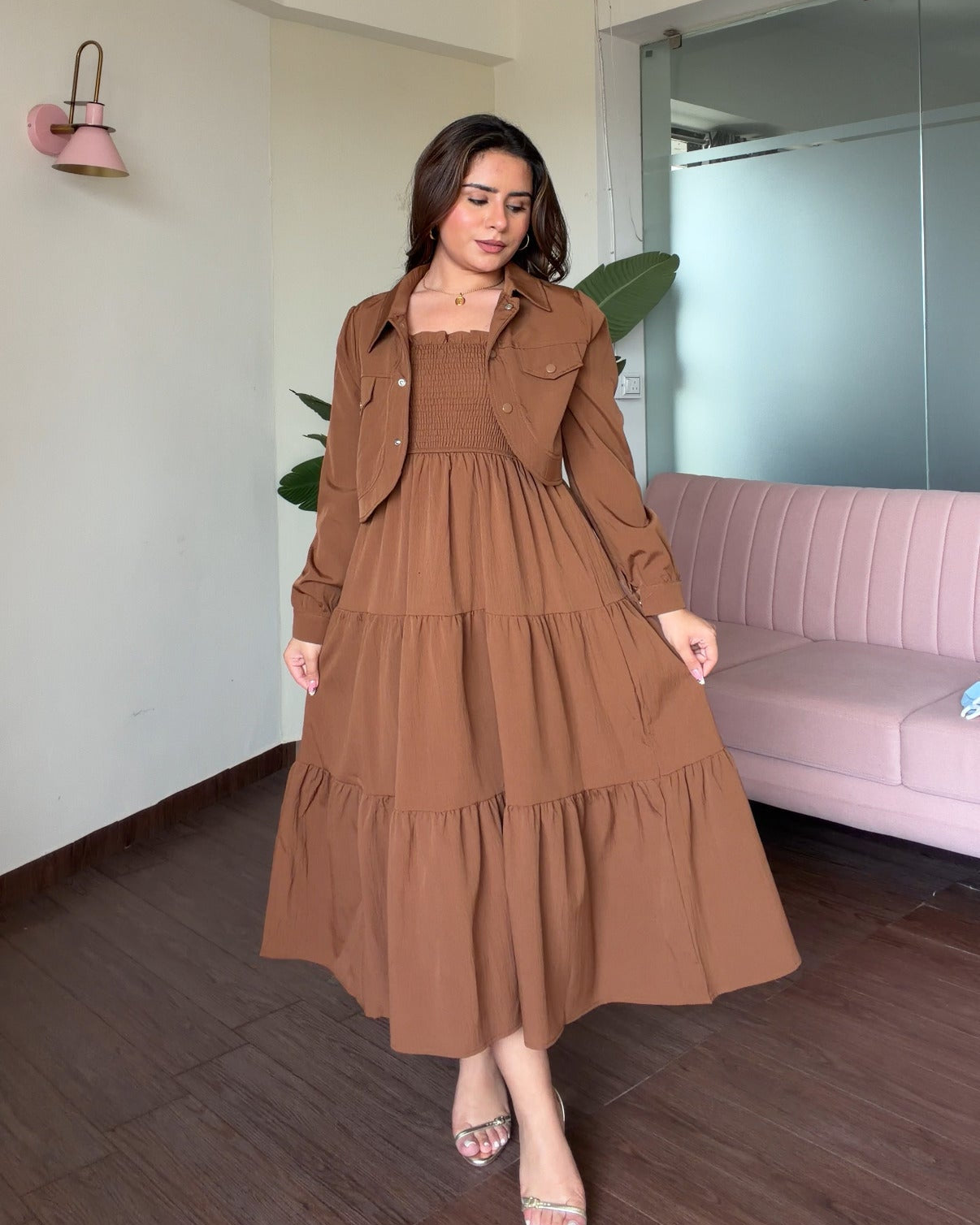 Flared Midi Summer Dress With Shrug