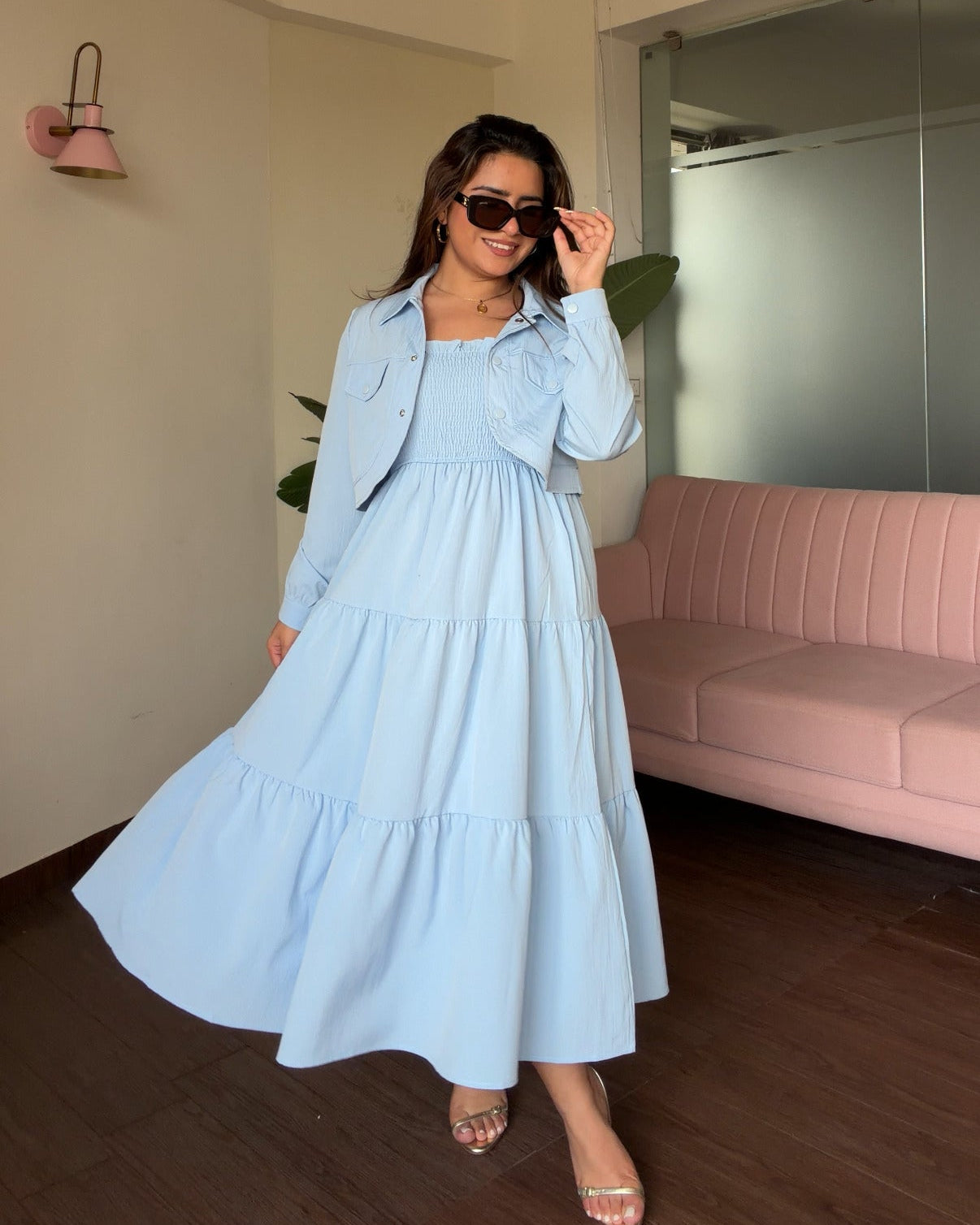 Flared Midi Summer Dress With Shrug