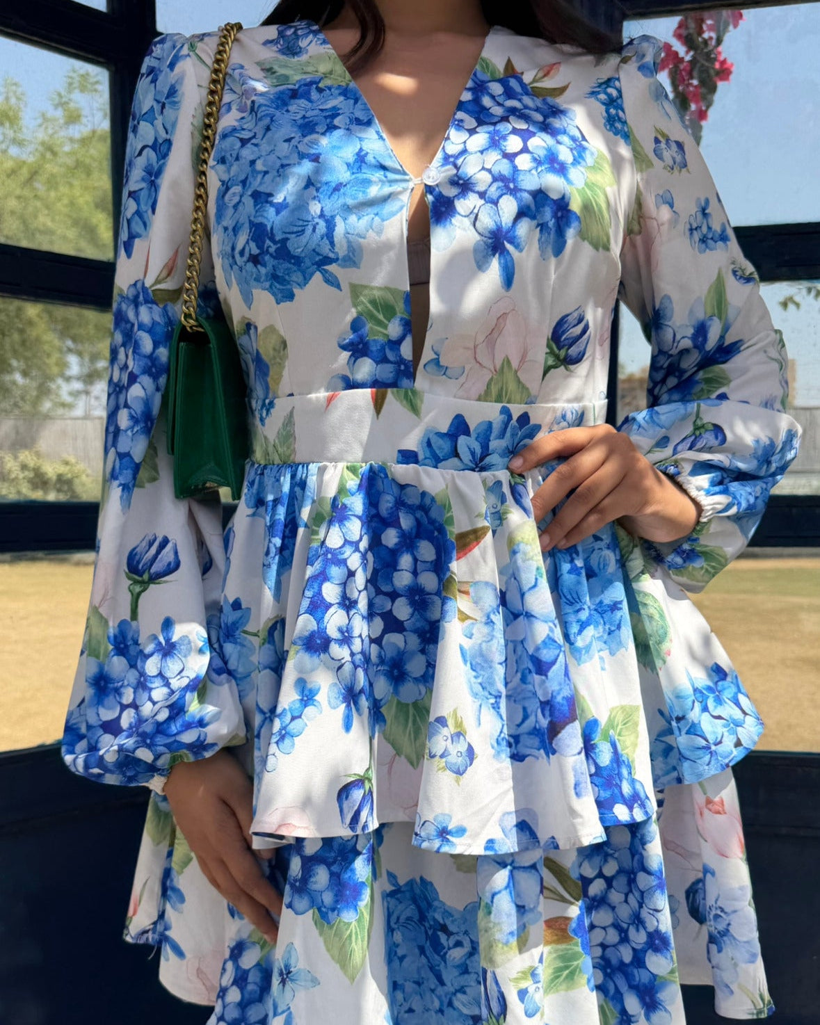 Floral Blue Layered Mini Dress