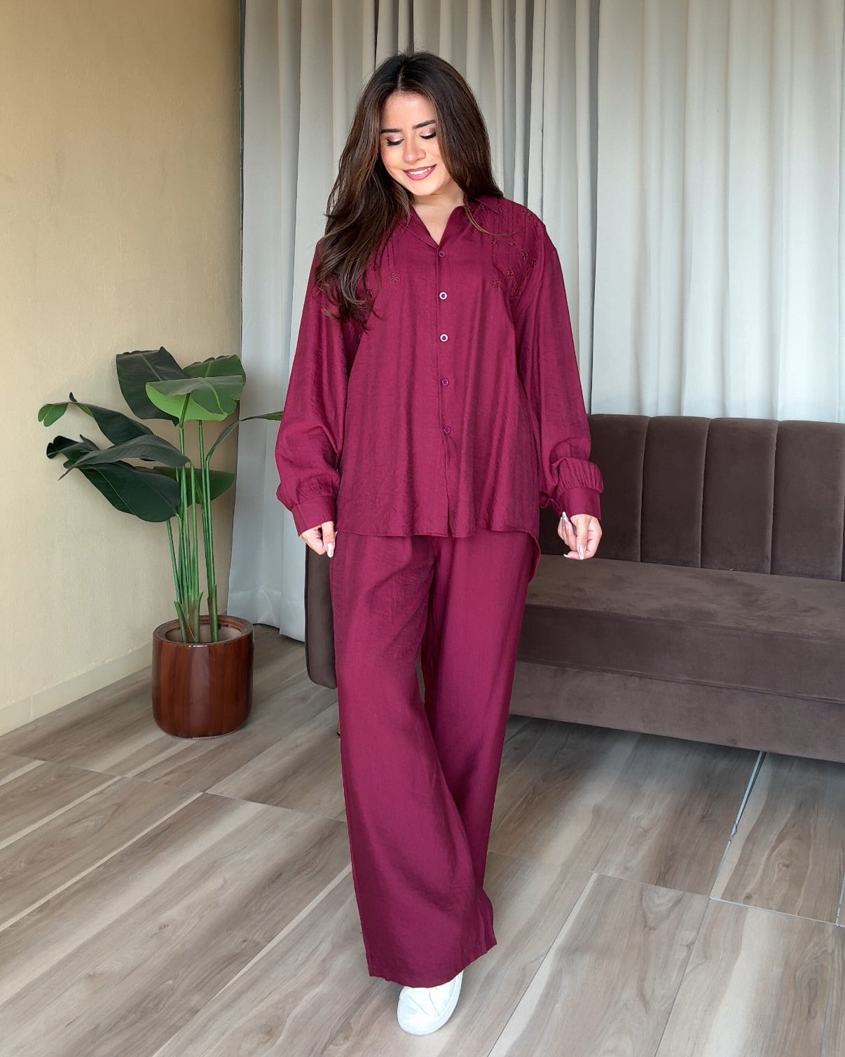 Floral Embroidered Relaxed Fit Summer Co-ord Set