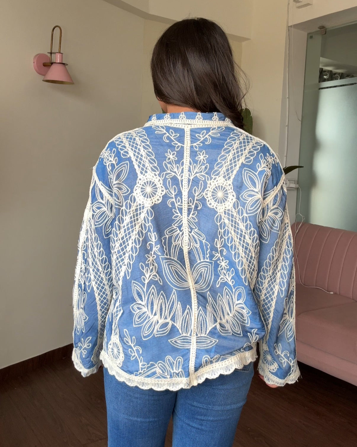 Floral Embroidery Full Sleeve Cotton Shirt