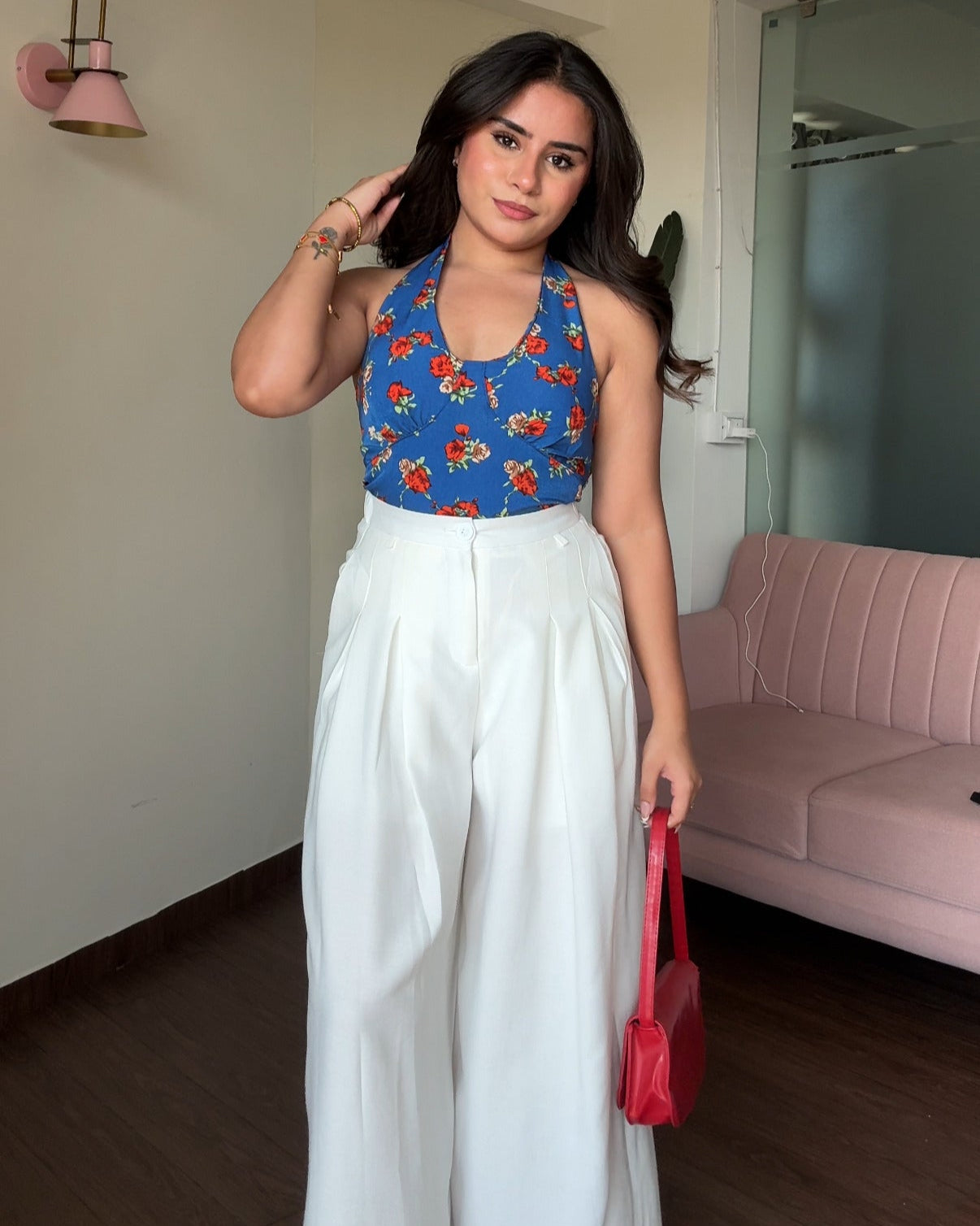 Floral Padded Halter Neck Top