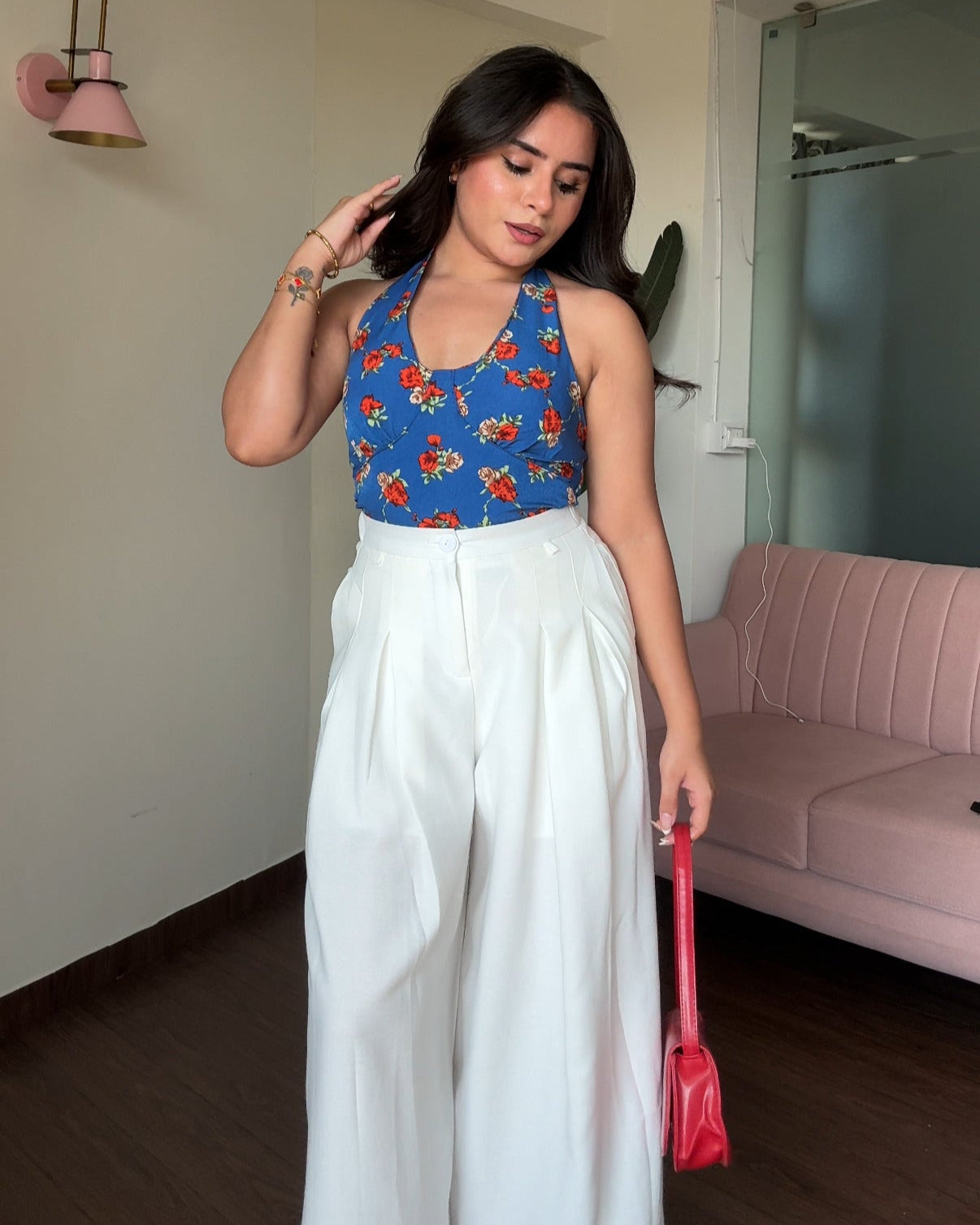 Floral Padded Halter Neck Top