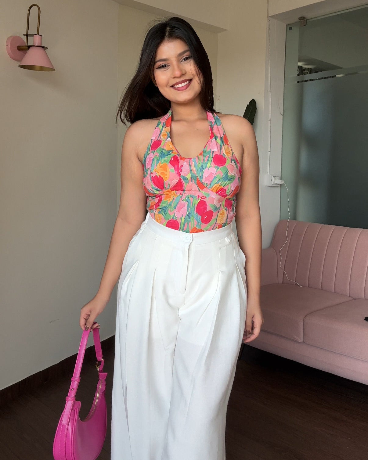 Floral Padded Halter Neck Top