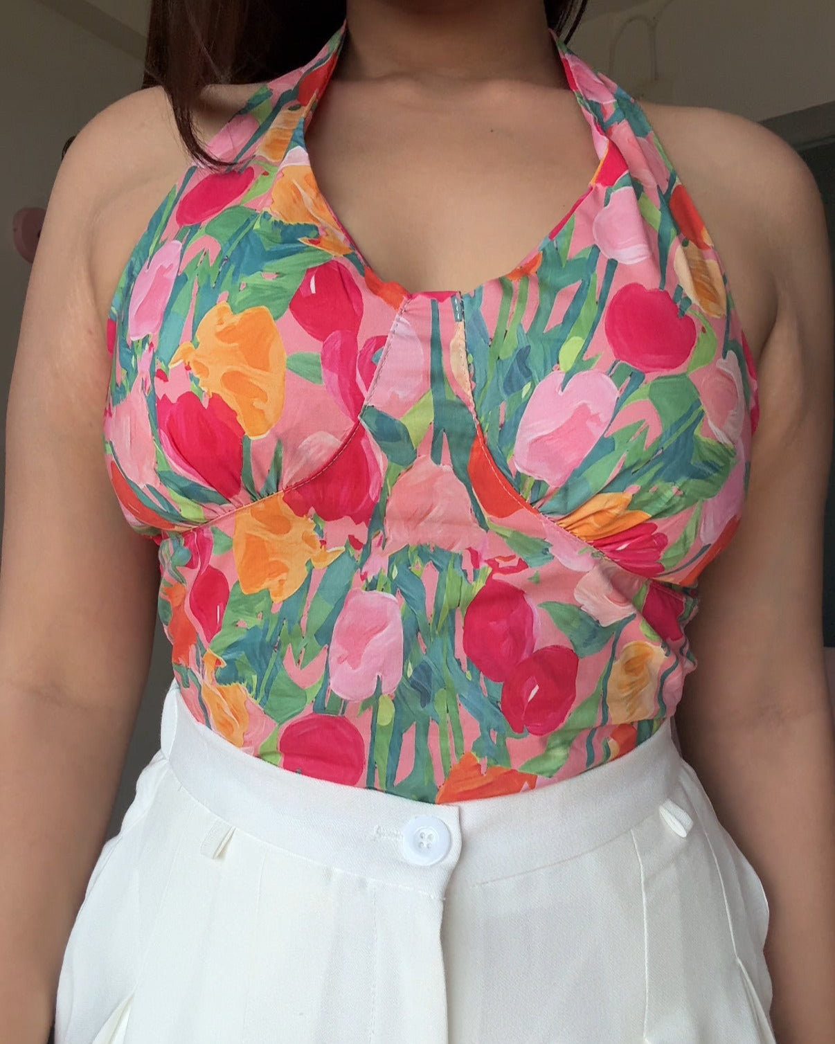 Floral Padded Halter Neck Top