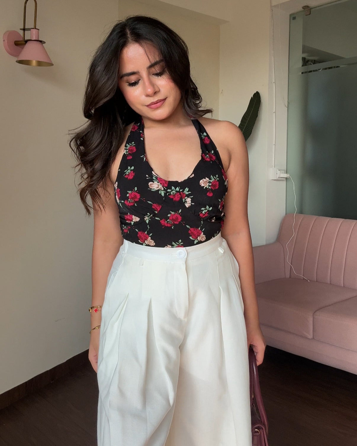 Floral Padded Halter Neck Top