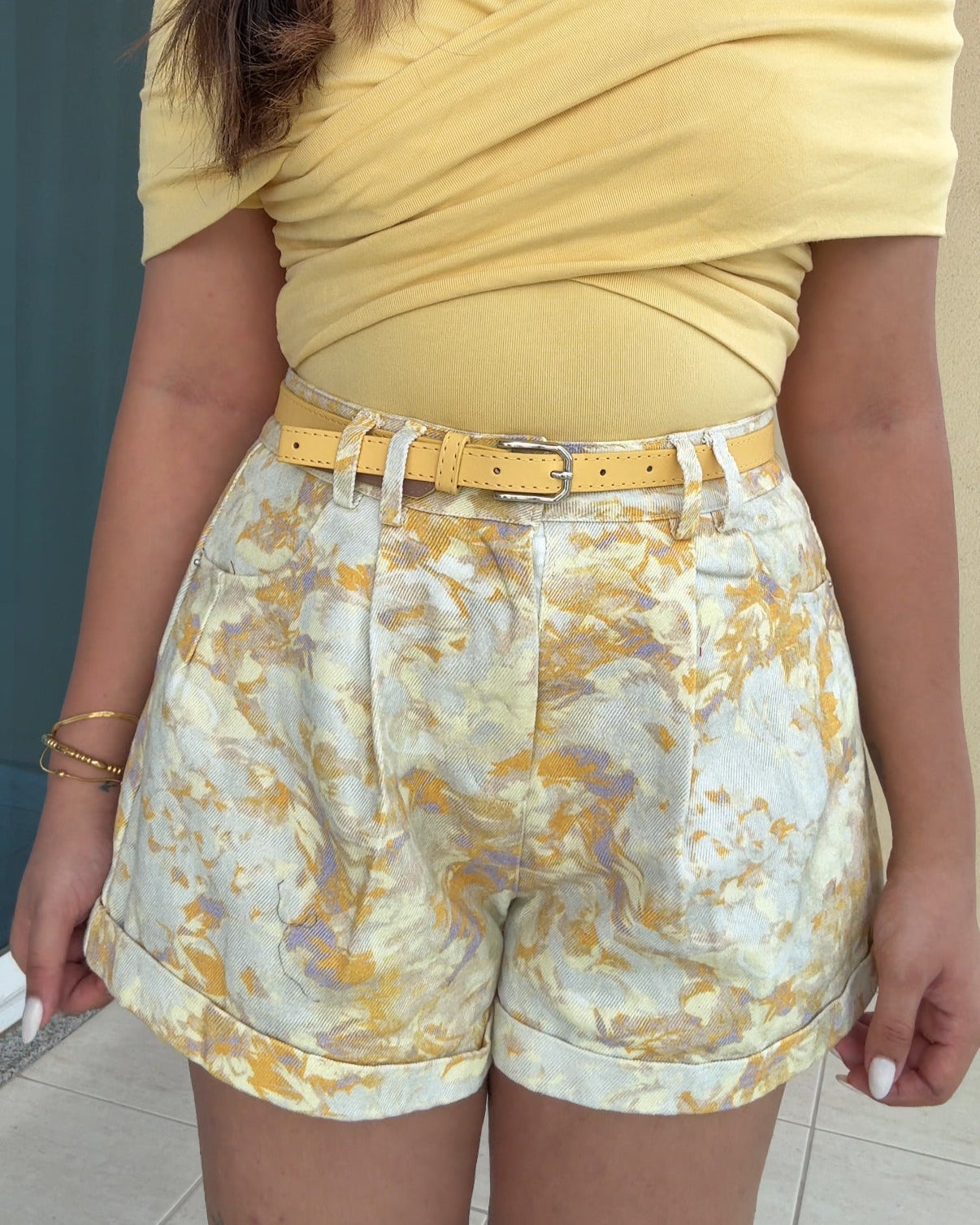 Floral Printed Shorts With Belt
