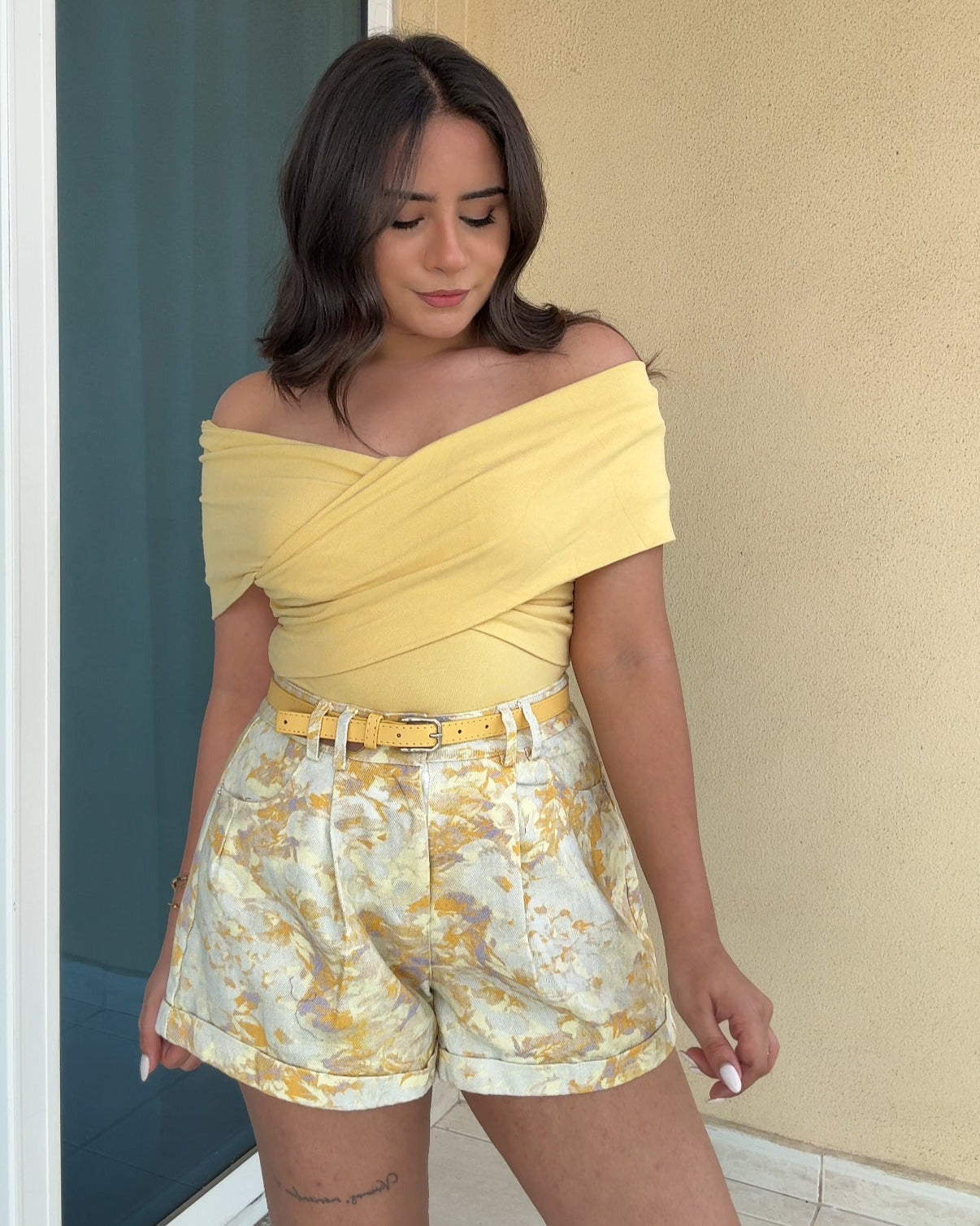 Floral Printed Shorts With Belt