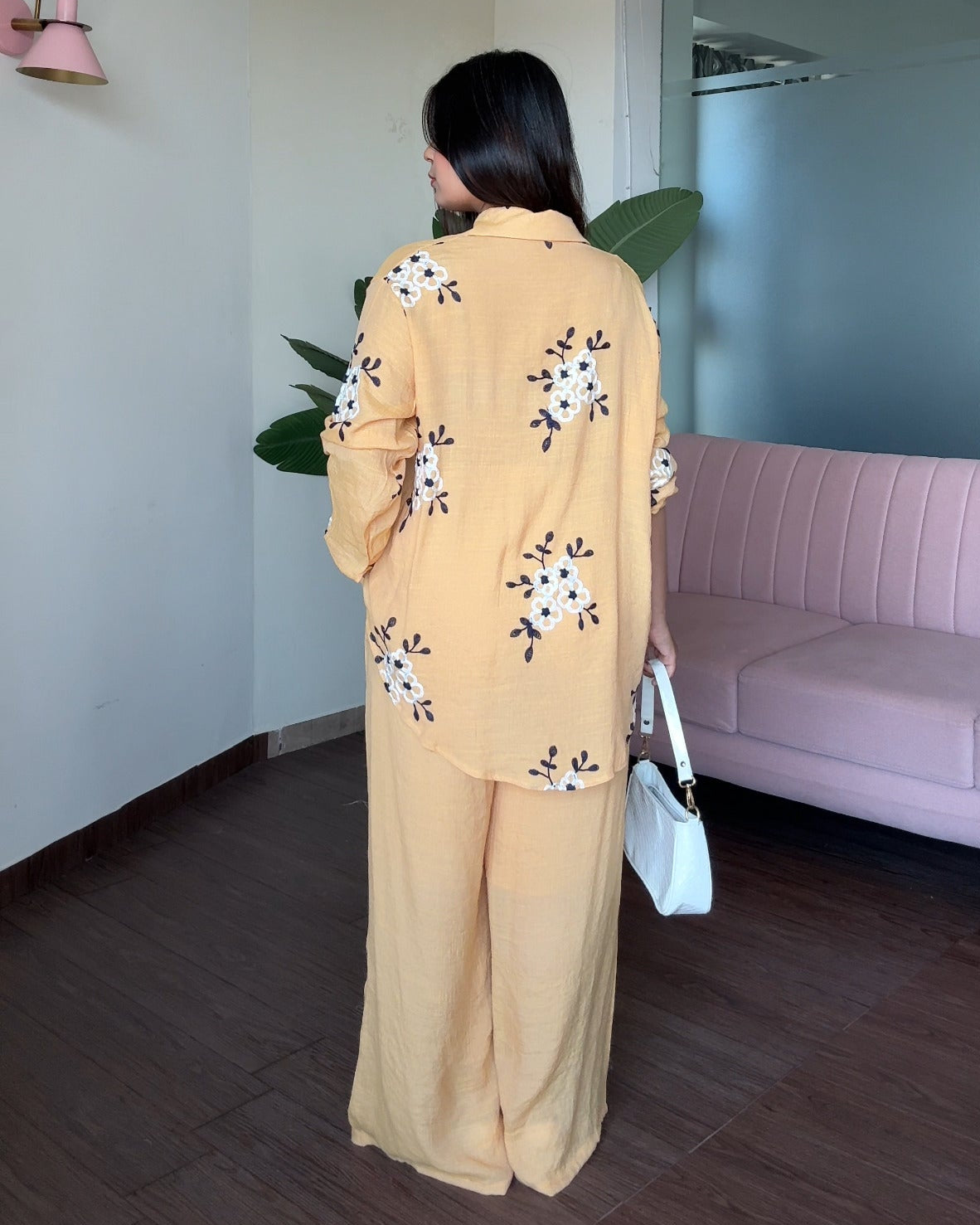 Floral White Embroidered Tissue Cotton Co-ord Set