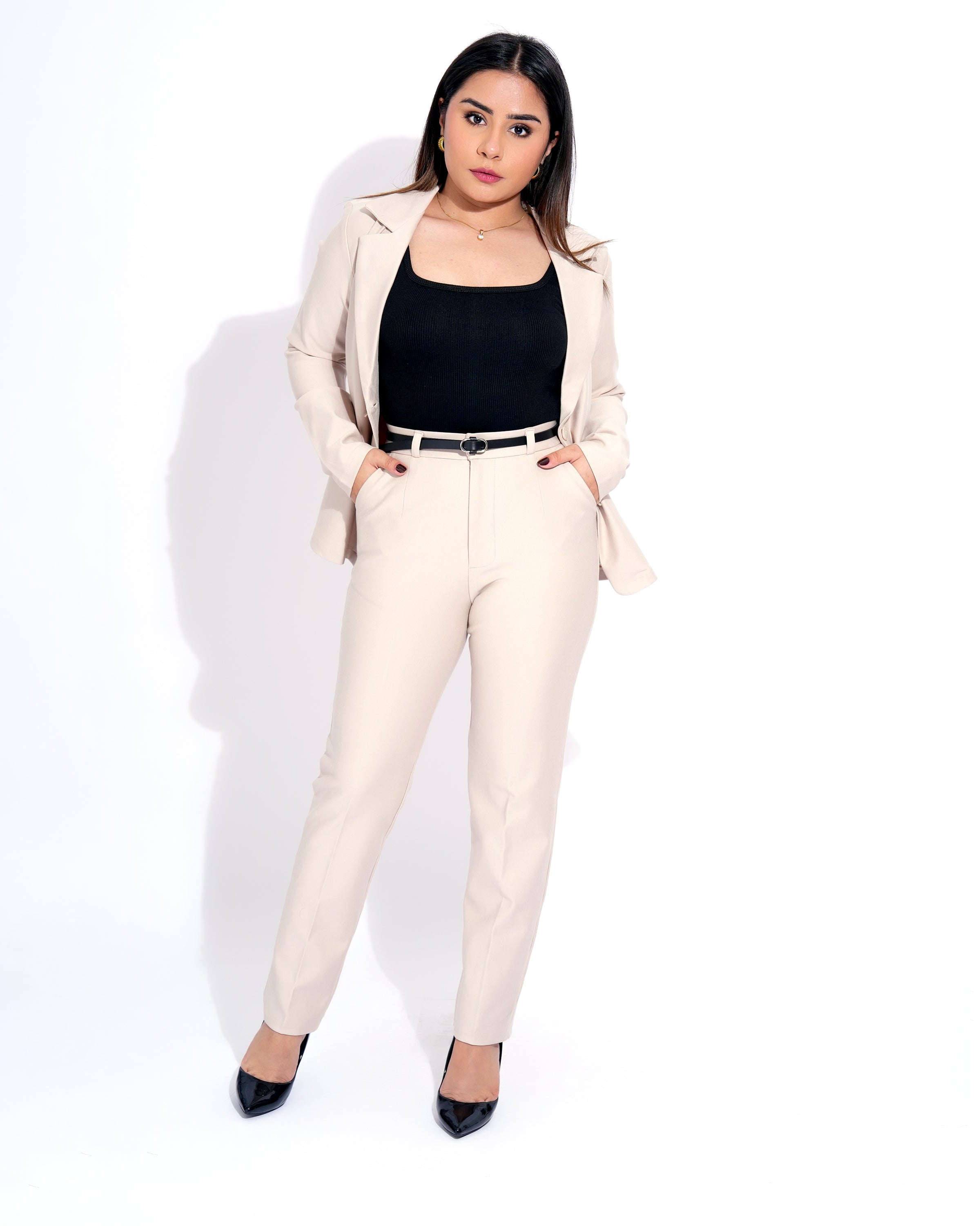 Formal Blazer And Slim Fit Trouser With Belt