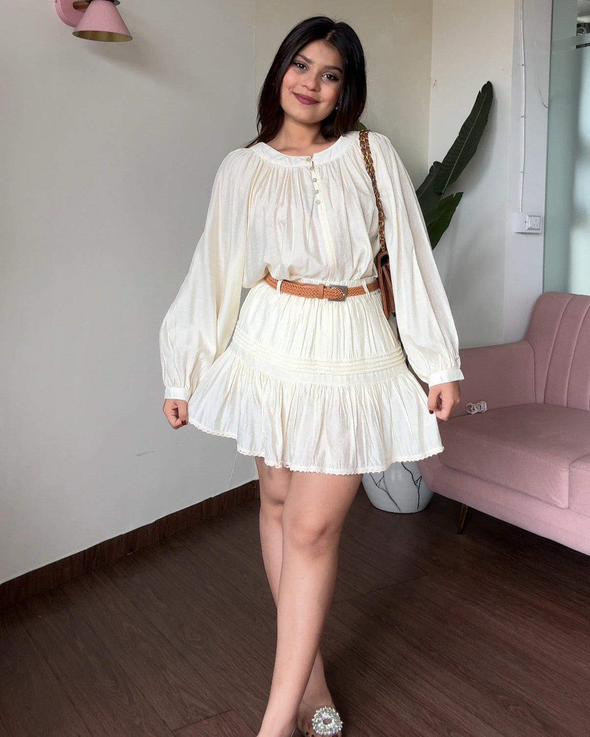 Frill Detailing Top And Skirt Set