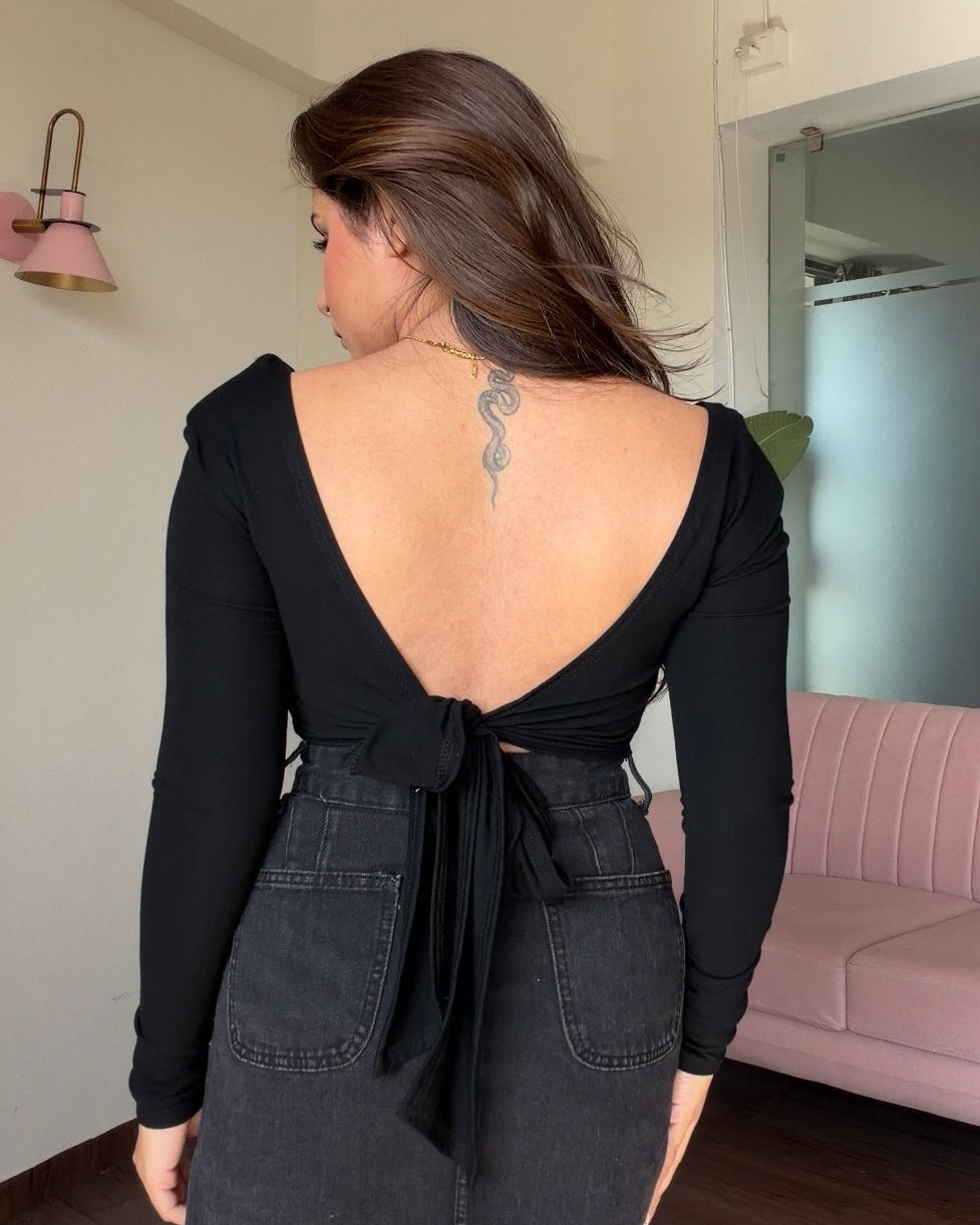 Full Sleeve Back Tie Up Padded Top