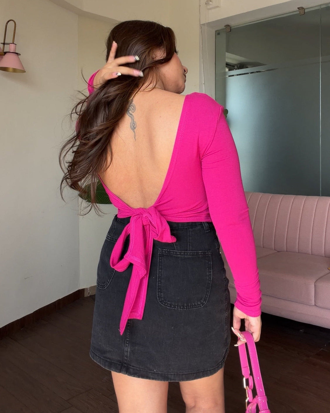 Full Sleeve Back Tie Up Padded Top