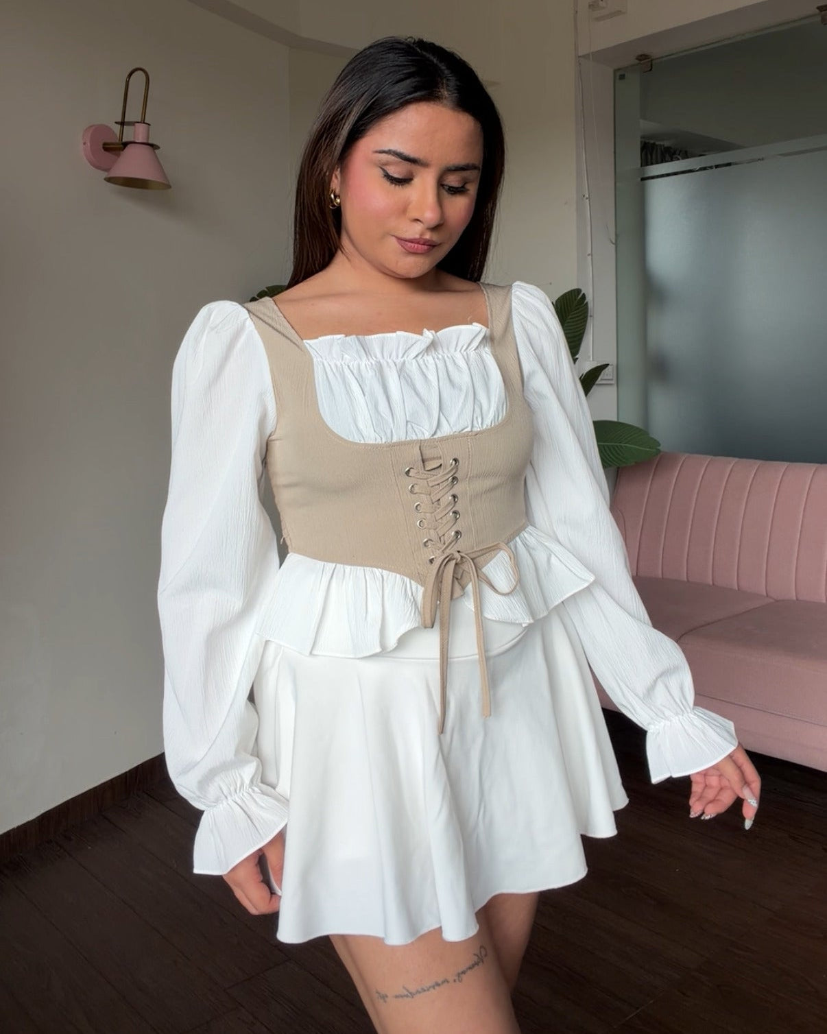 Full Sleeve Corset Detailing Top