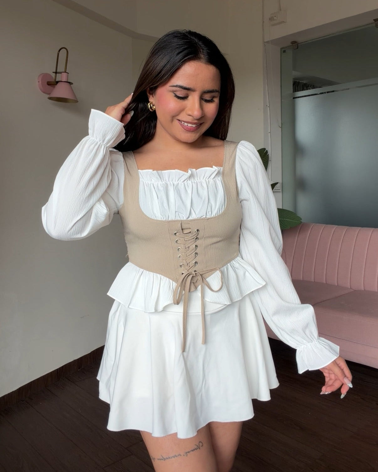 Full Sleeve Corset Detailing Top