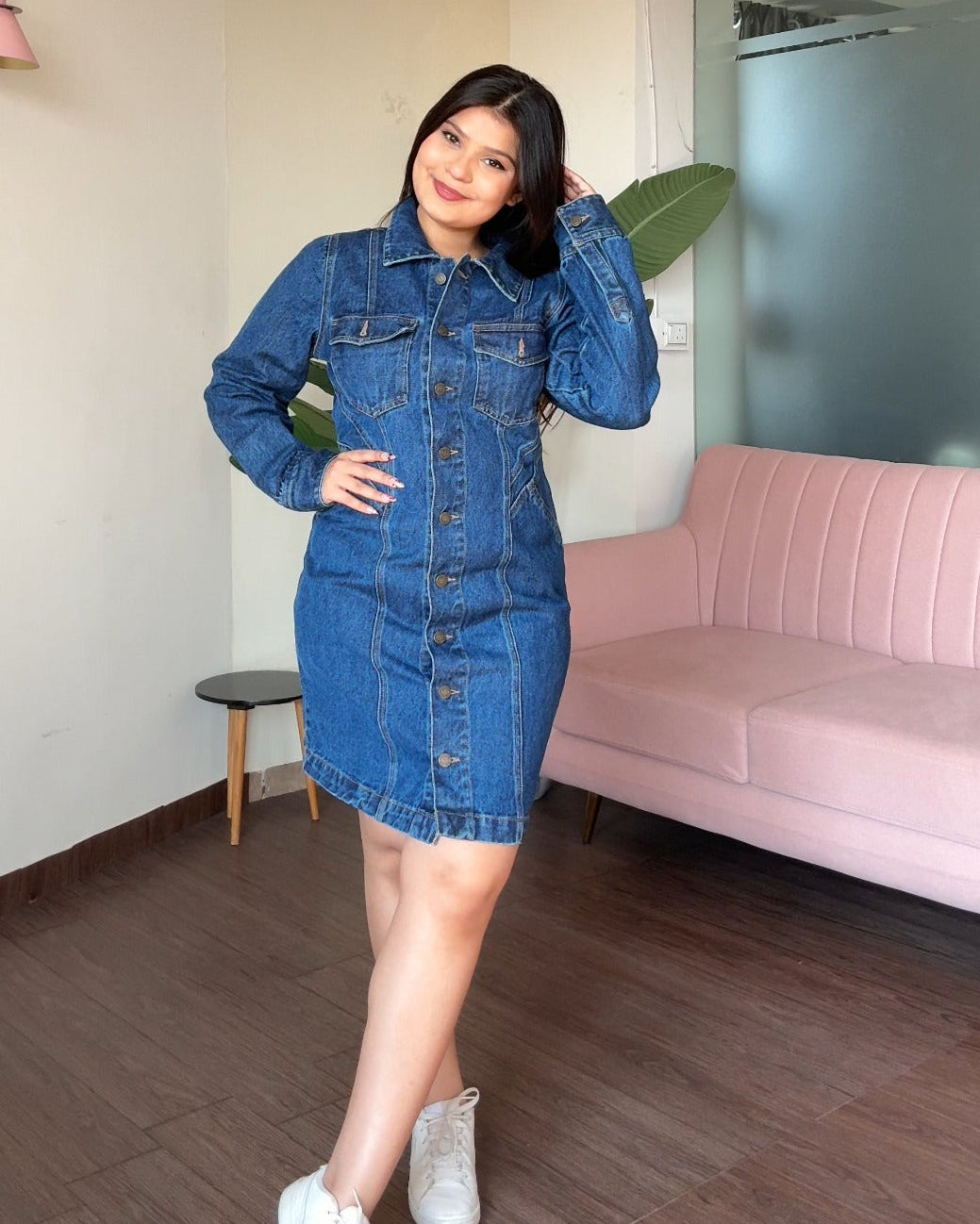 Full Sleeve Fitted Denim Dress