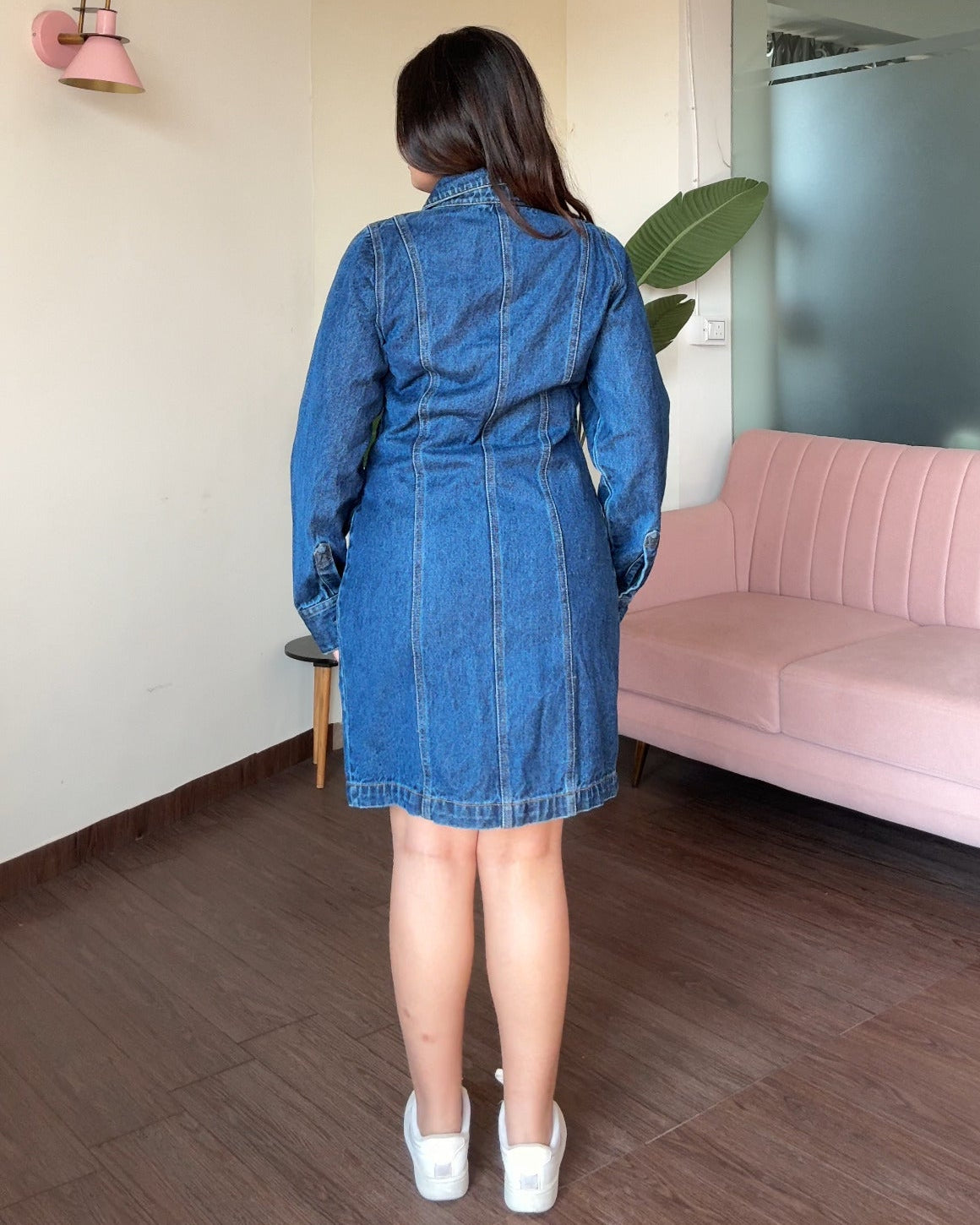 Full Sleeve Fitted Denim Dress