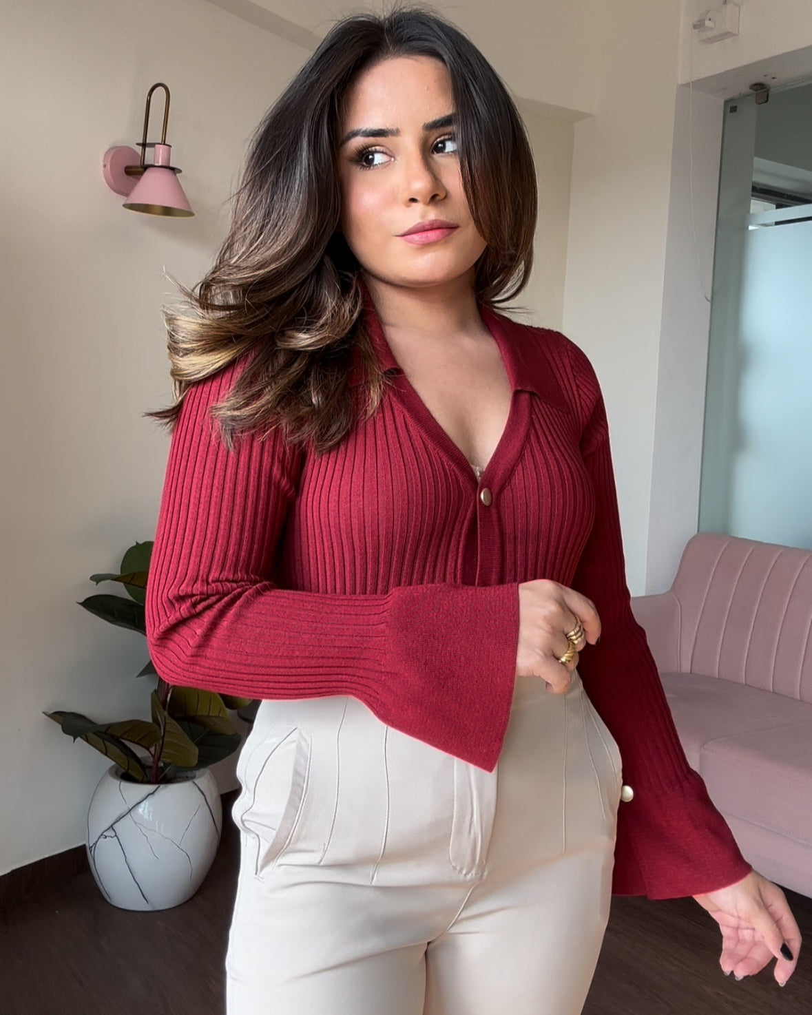 Golden Button Bodycon Sweater