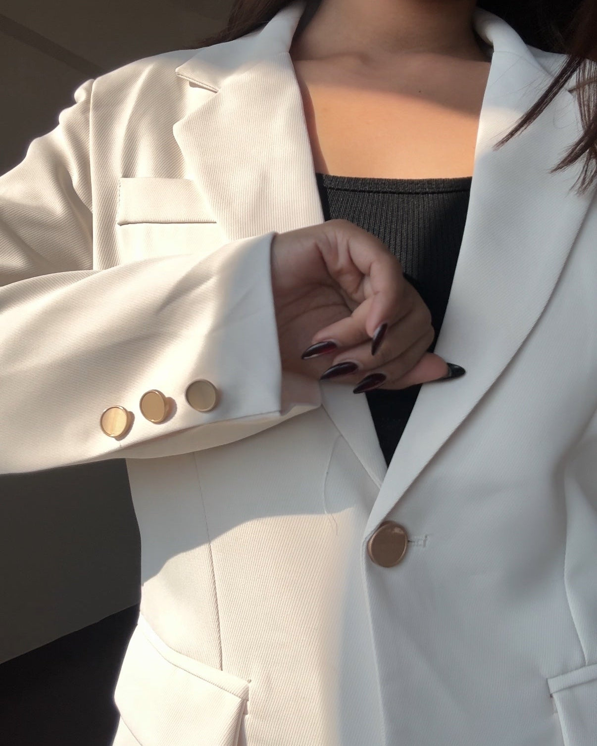 Golden Button Relaxed Fit Blazer