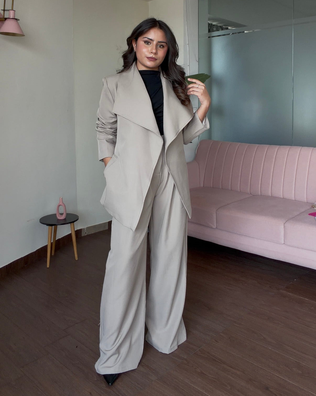 Heavy Coat And Tailored Pants Formal Set