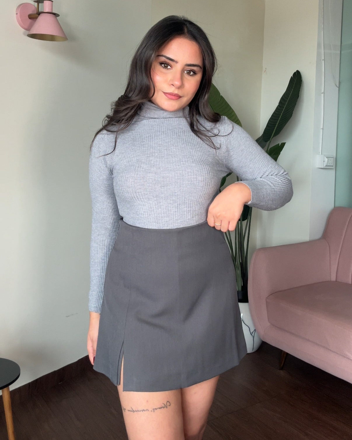 High Waisted Skort With Slit