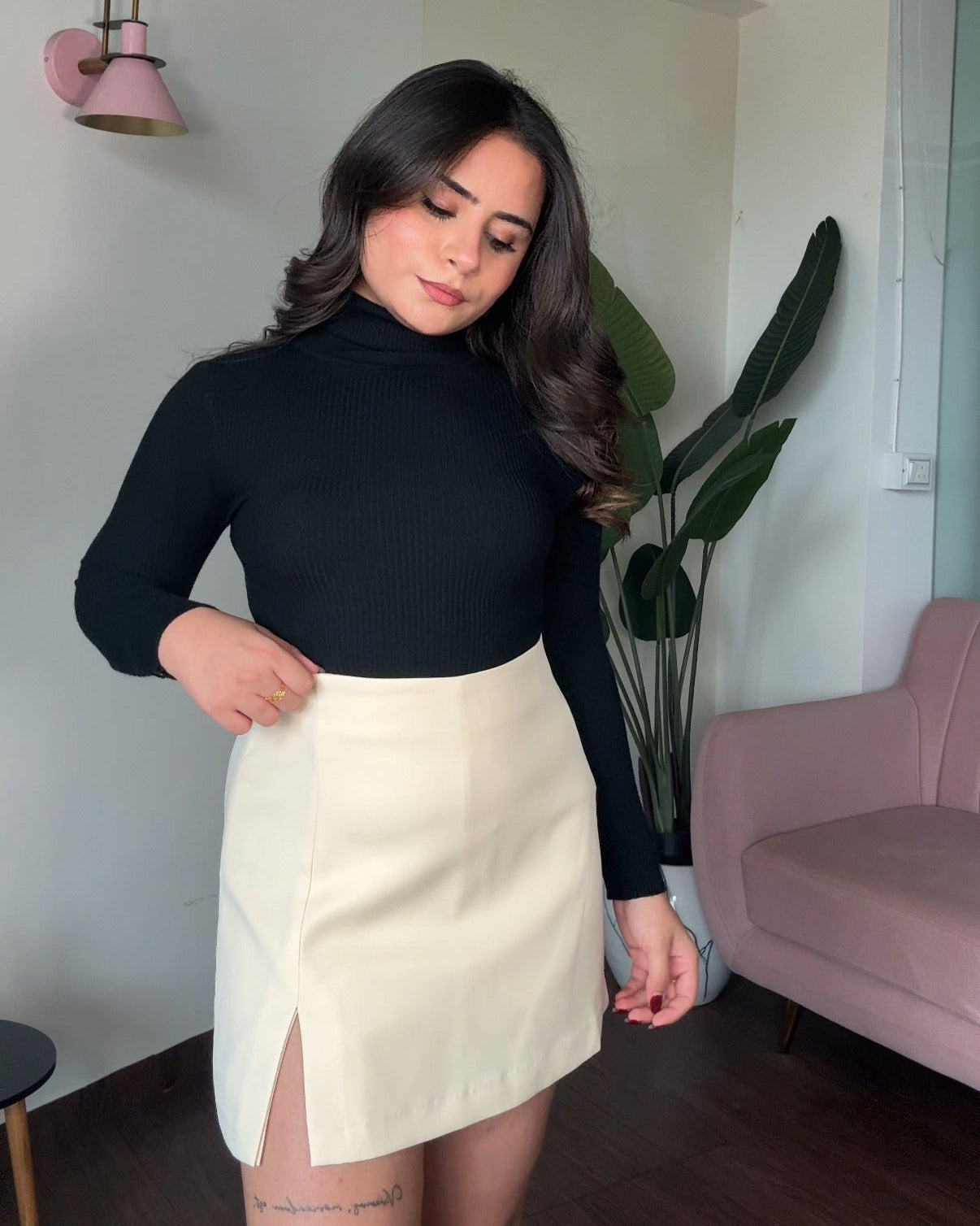 High Waisted Skort With Slit