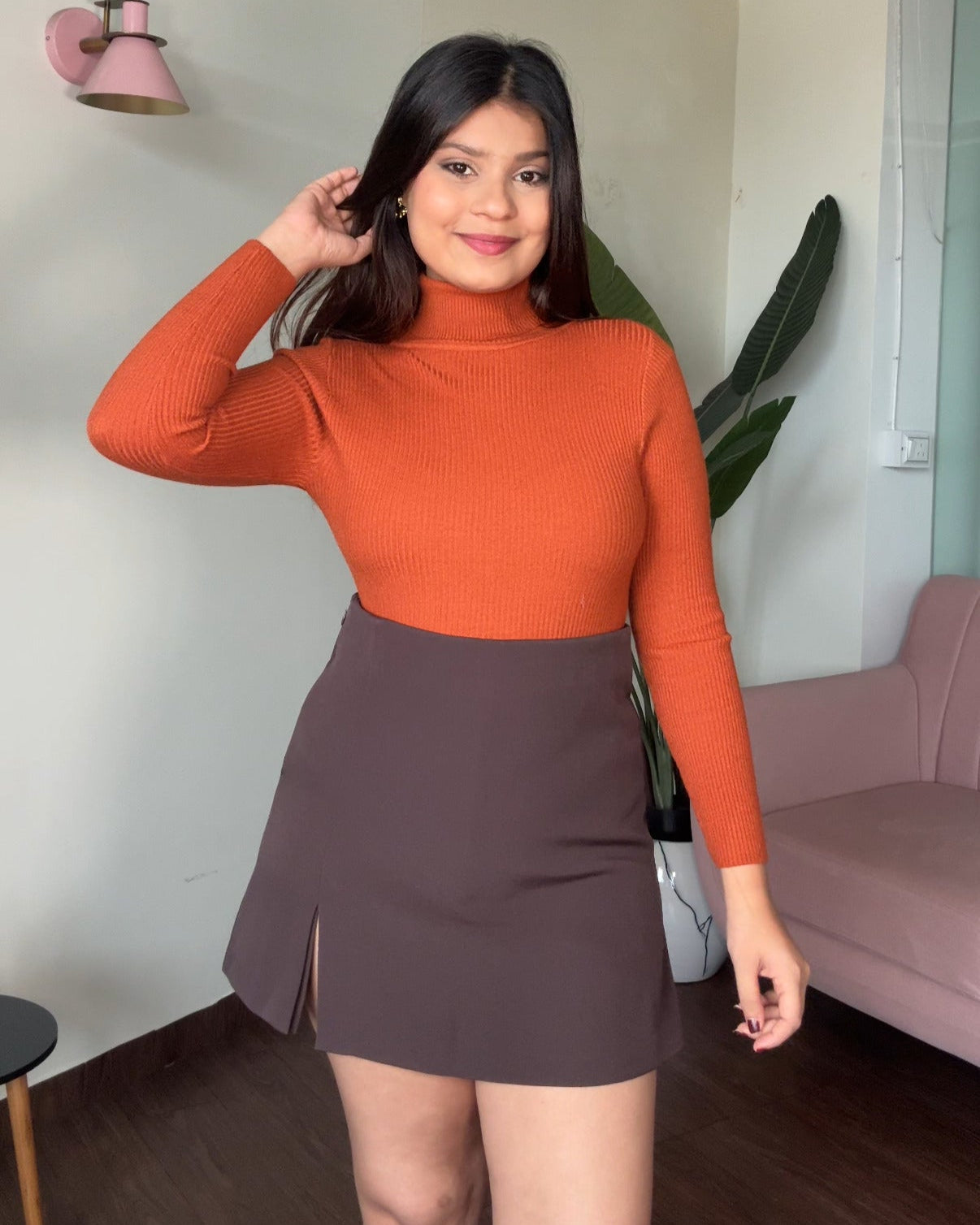 High Waisted Skort With Slit