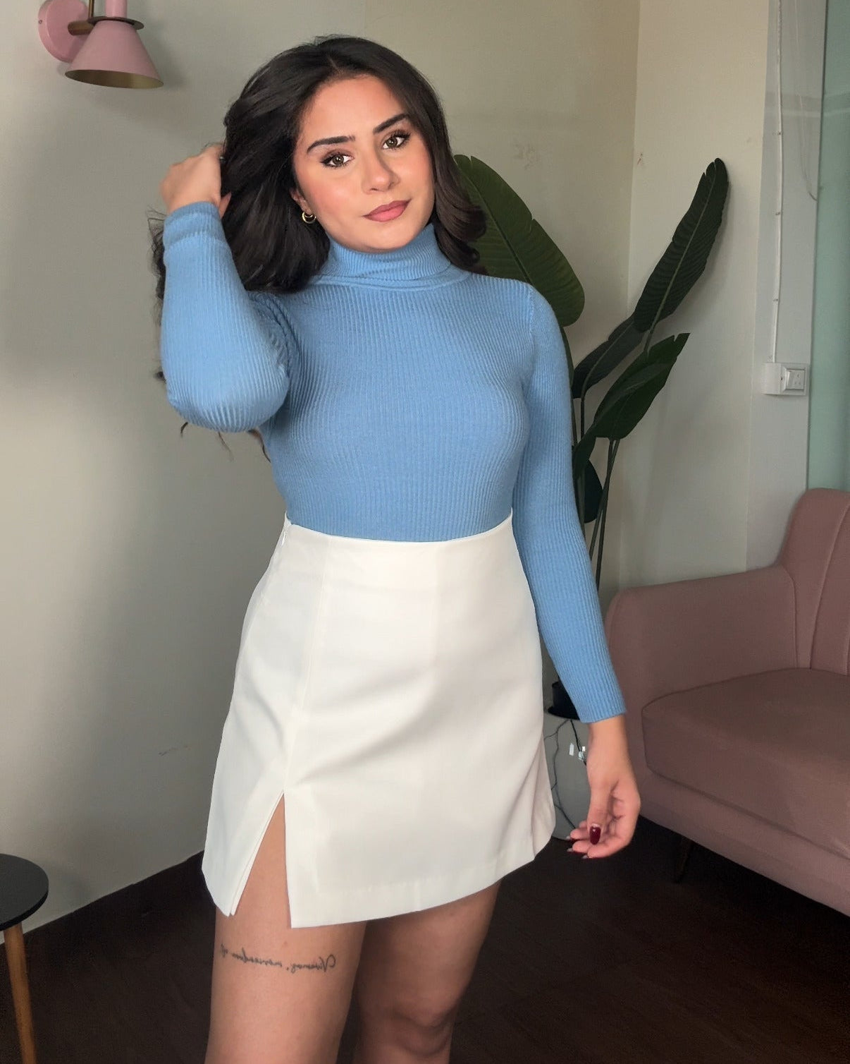 High Waisted Skort With Slit