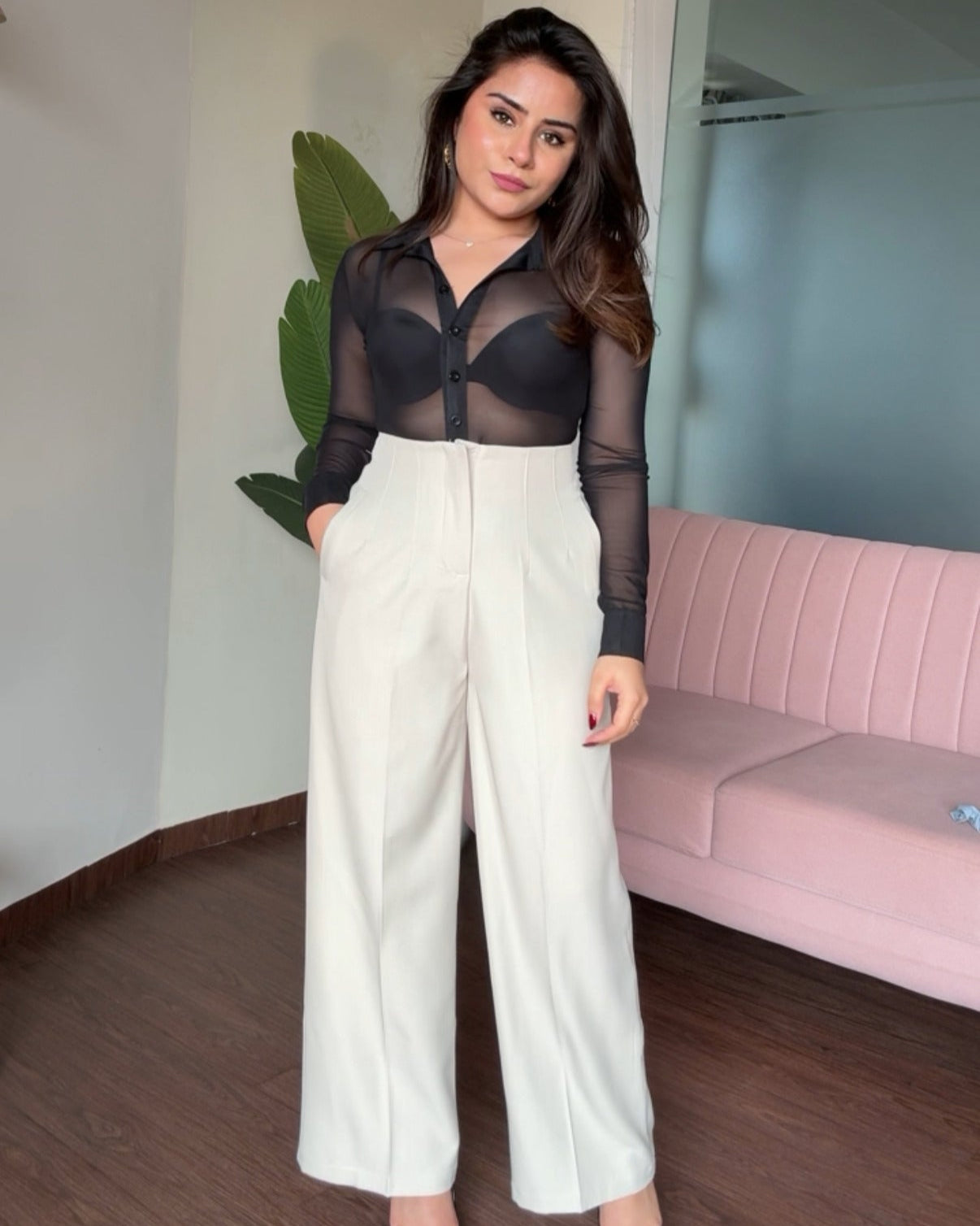 High Waisted Wide Leg Trousers
