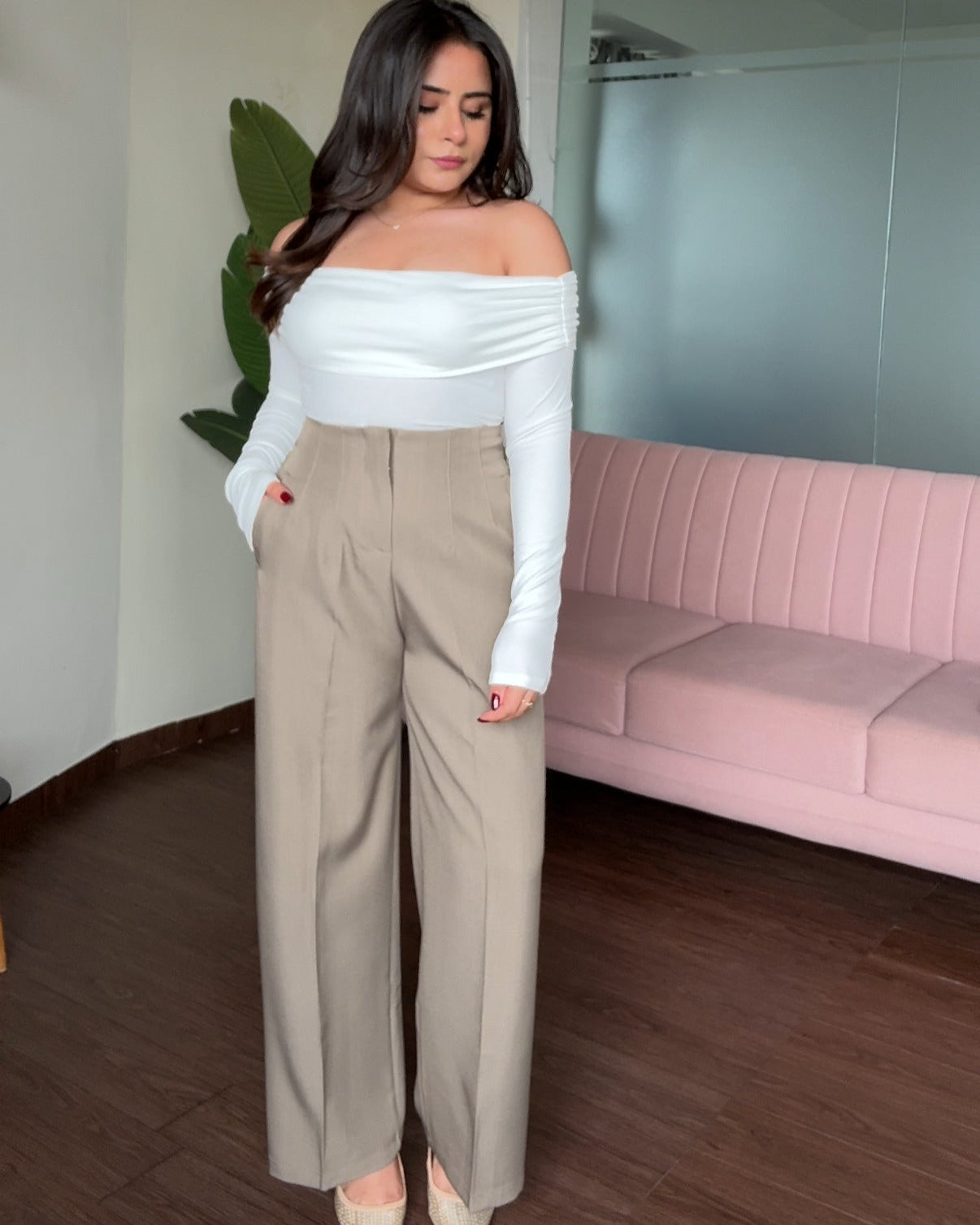 High Waisted Wide Leg Trousers