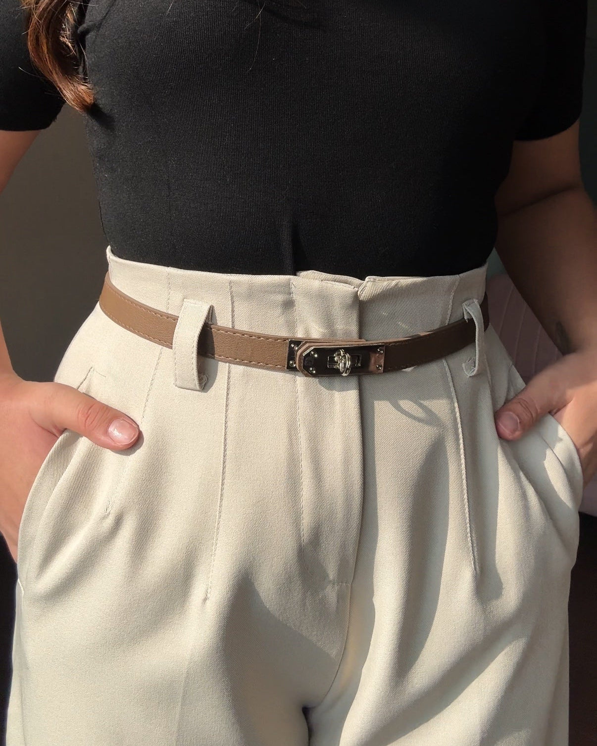 High Waisted Wide Legged Pants With Belt