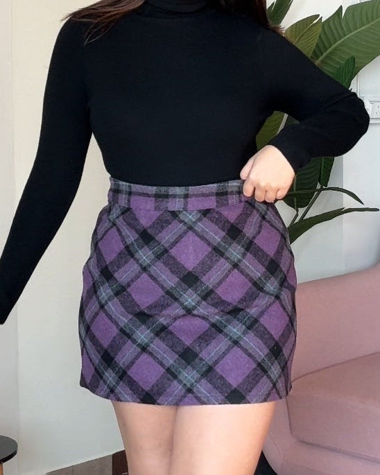 Violet Plaid Mini Skirt