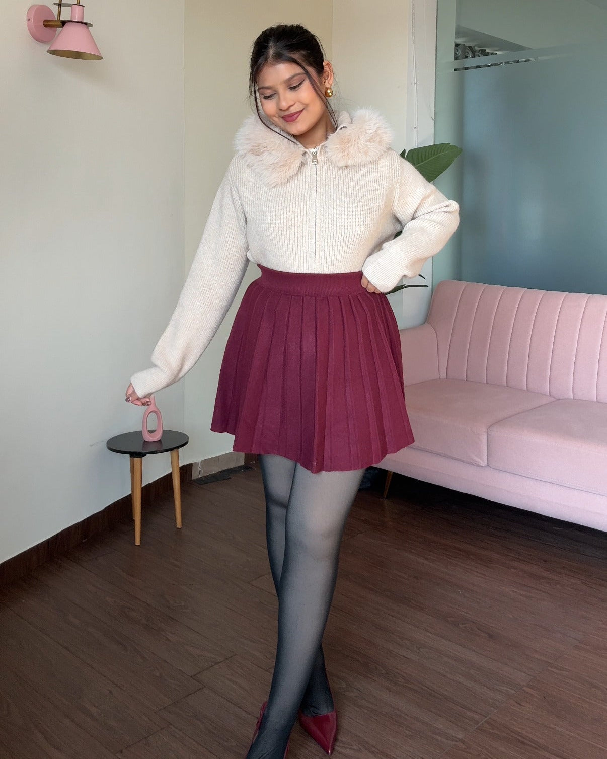 Knitted Tennis Pleated Skirt