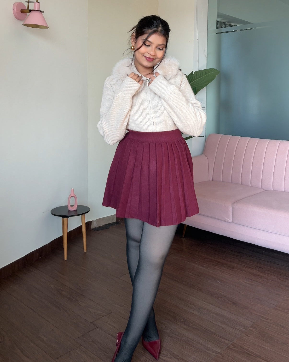 Knitted Tennis Pleated Skirt