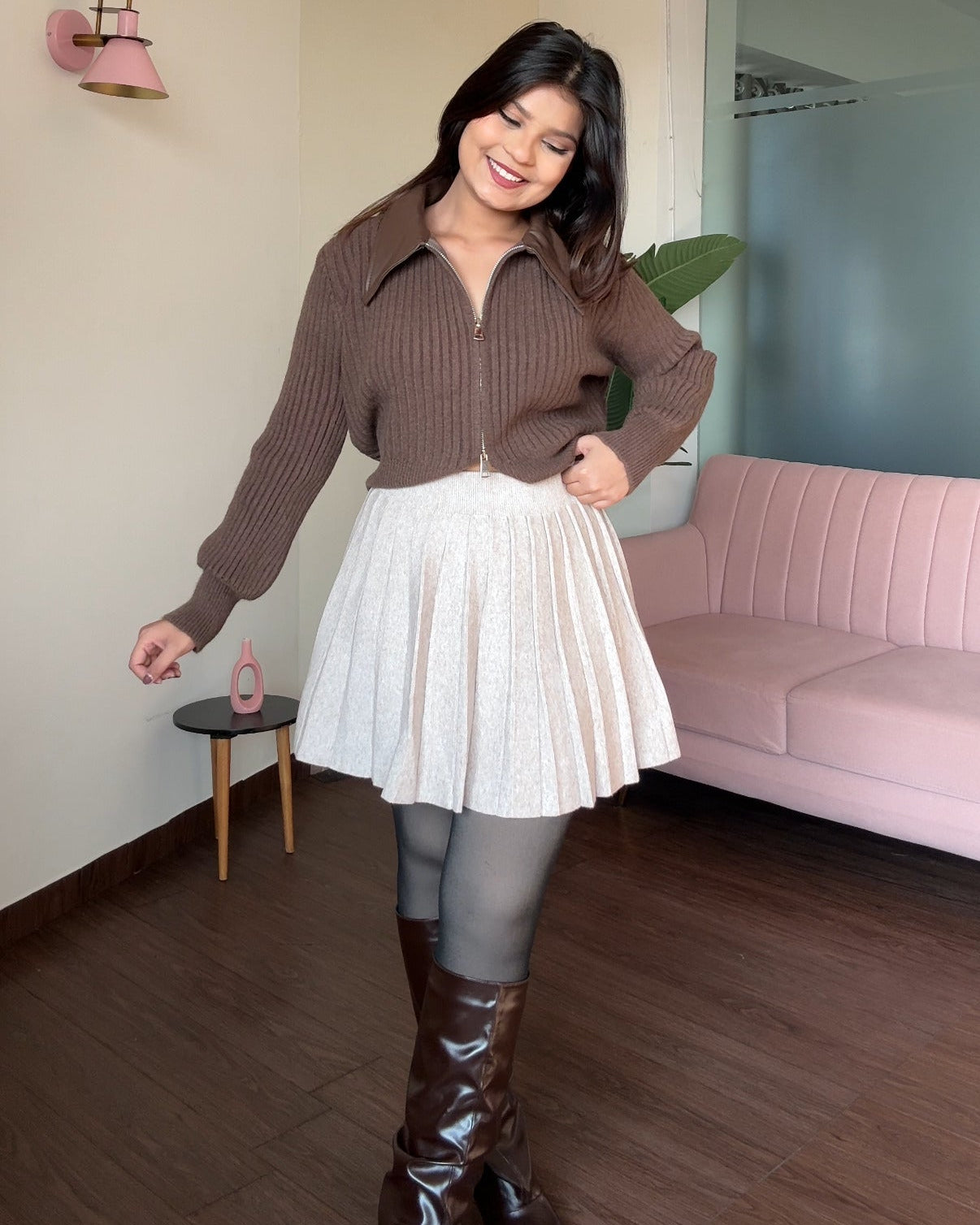 Knitted Tennis Pleated Skirt