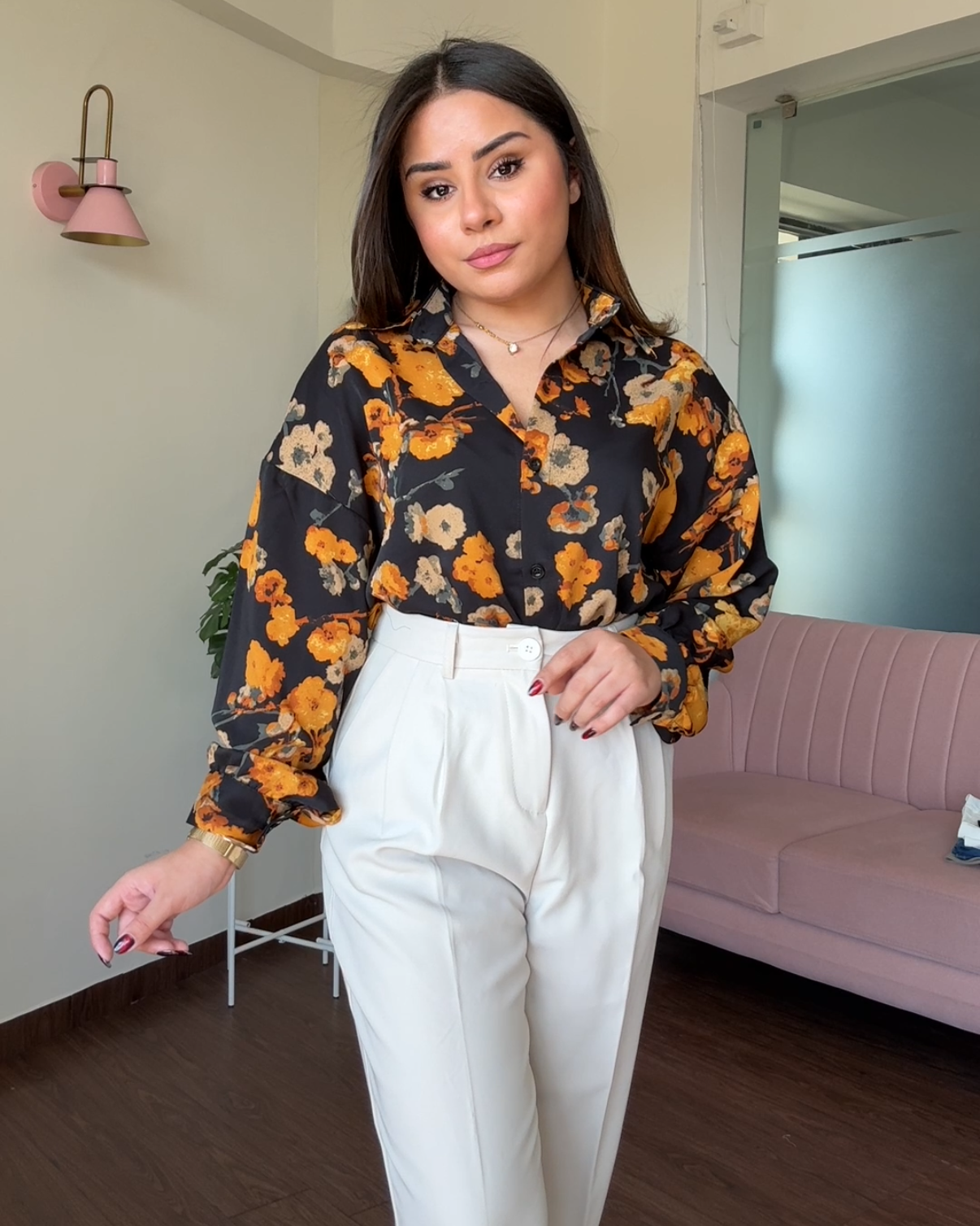 Printed Sunset Florals Crepe Shirt