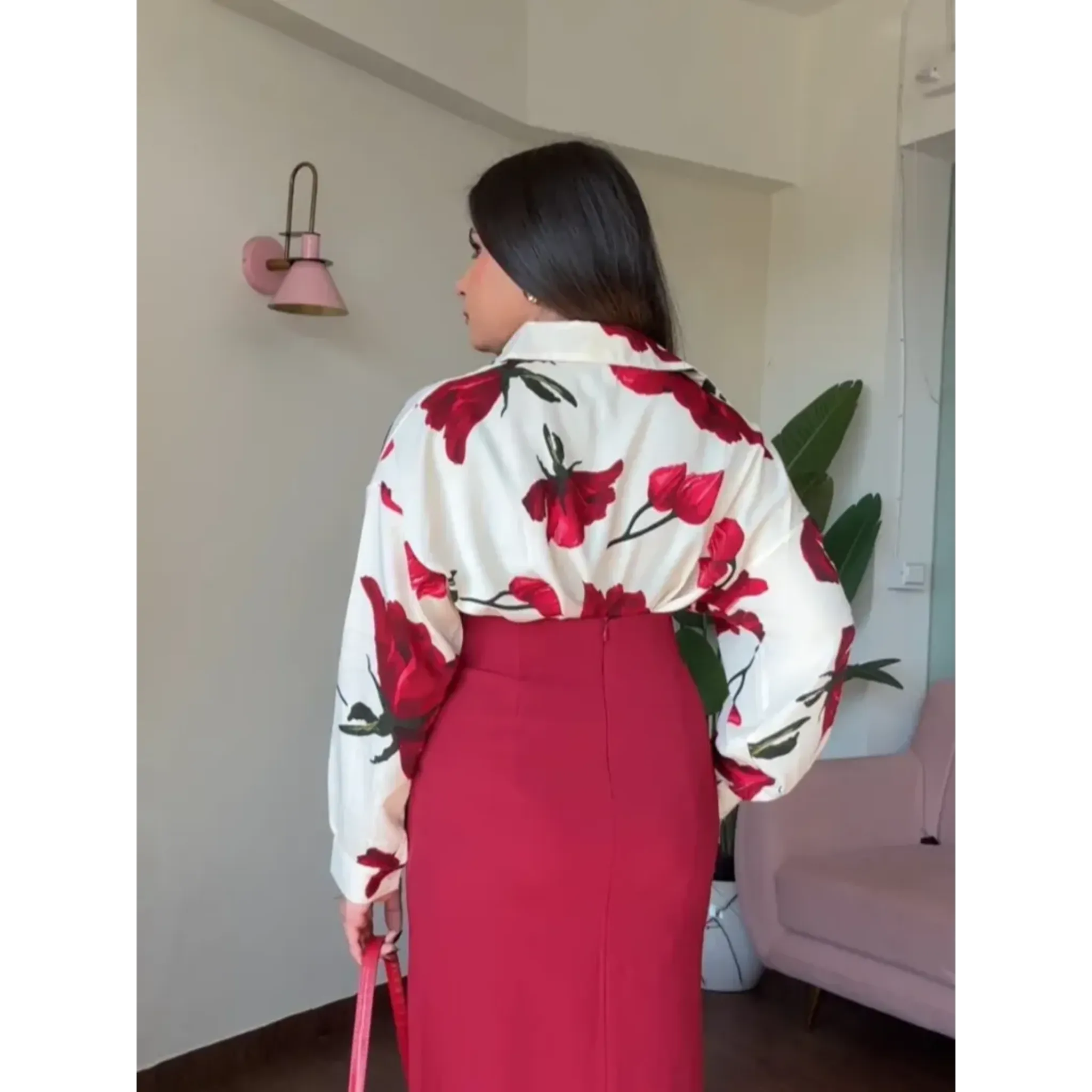 White hibiscus Crepe Shirt