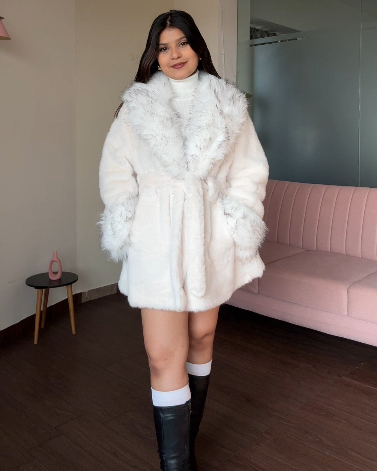 Faux Fur Heavy Wool Coat
