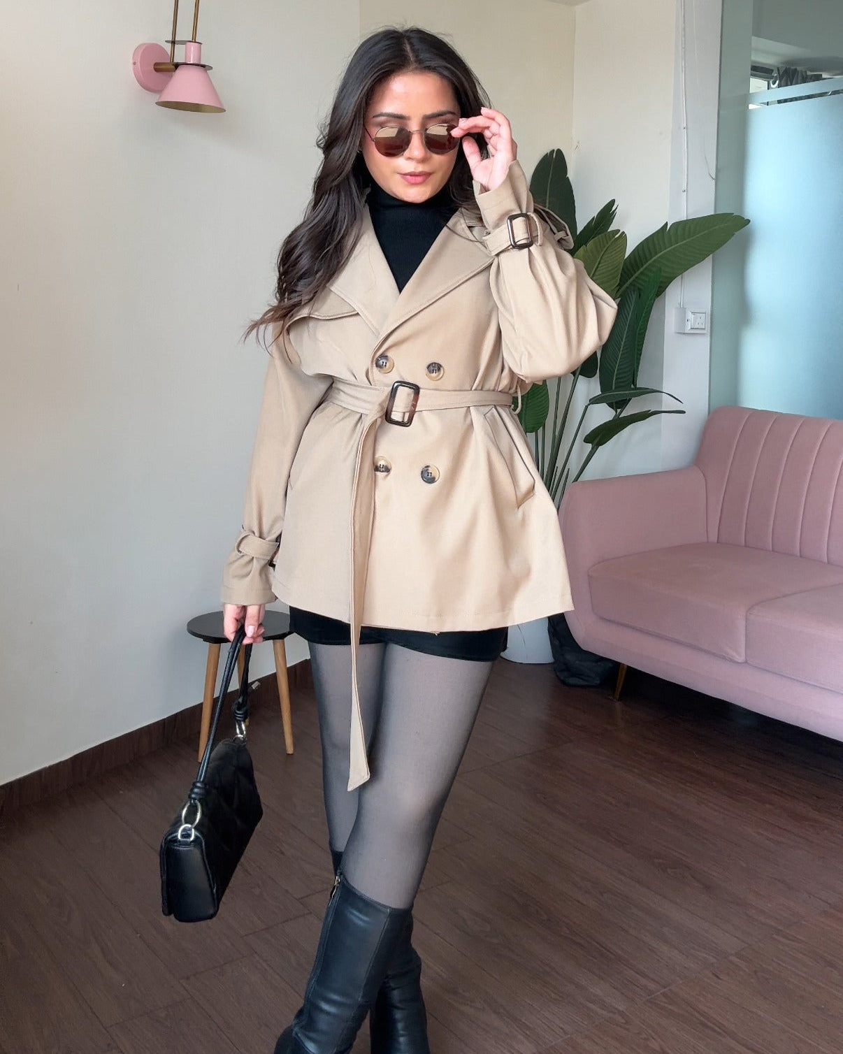 Fit And Flared Mini Trench Coat