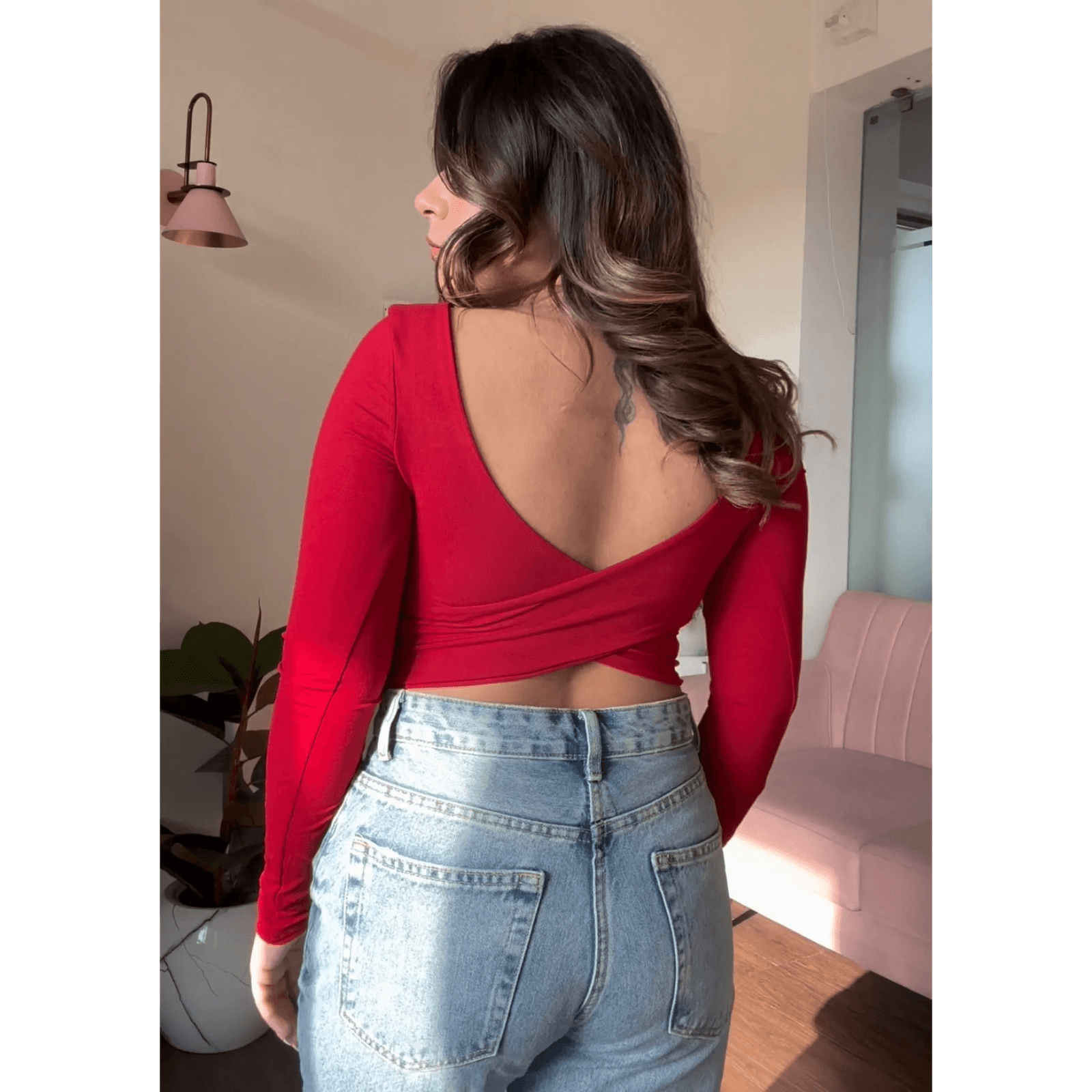 Padded Full Sleeve Back Cross Tee