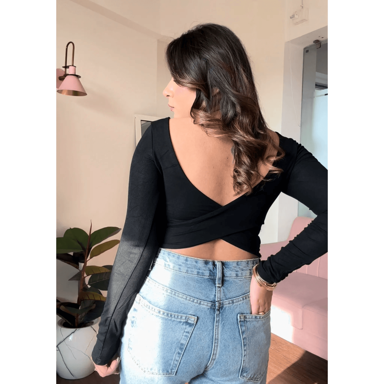 Padded Full Sleeve Back Cross Tee