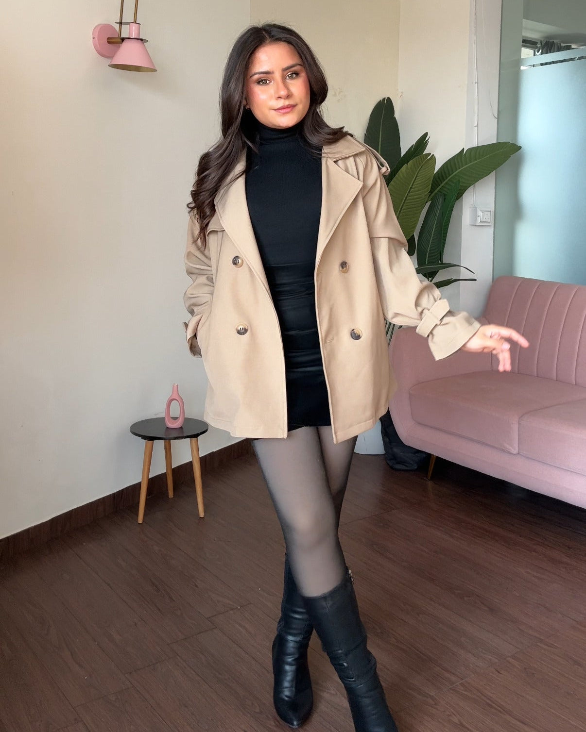 Fit And Flared Mini Trench Coat