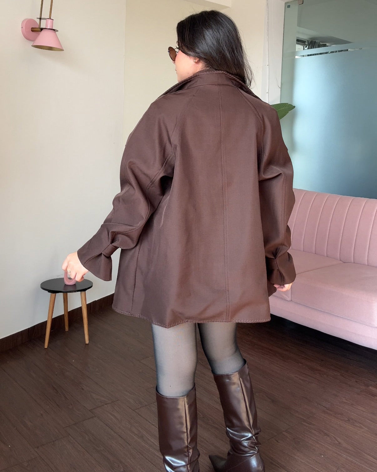 High Neck Button-Up Korean Collar Mini Trench Coat