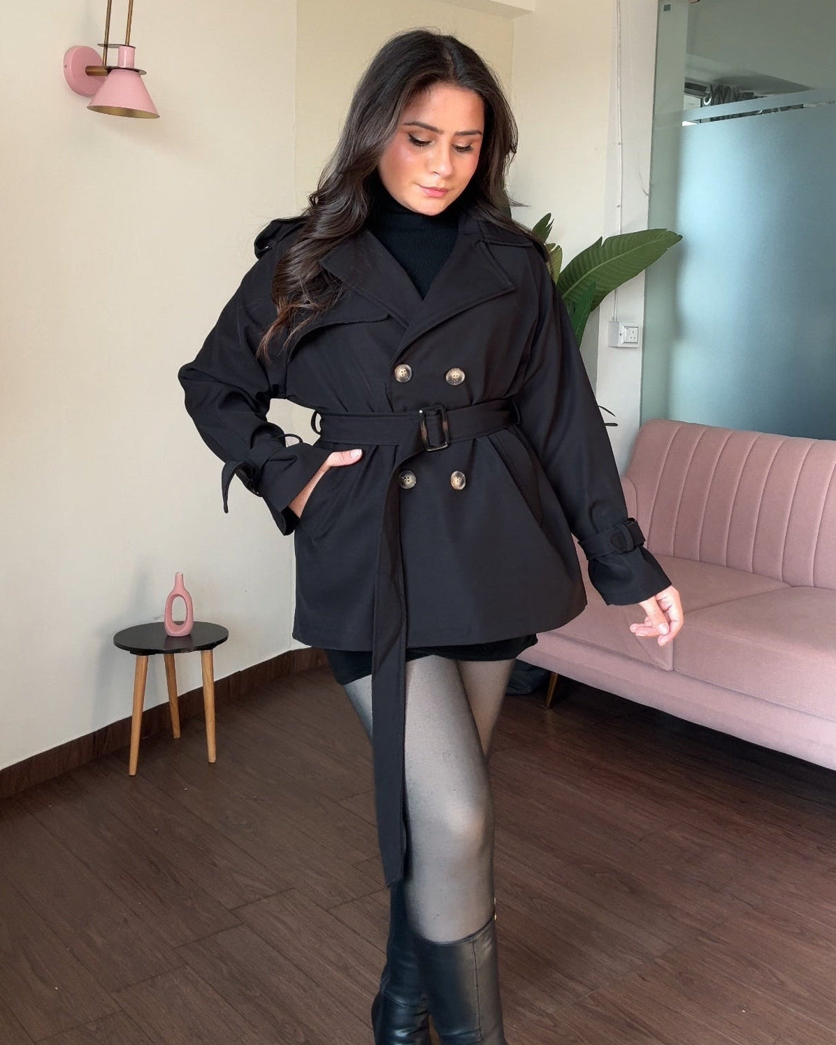 Fit And Flared Mini Trench Coat