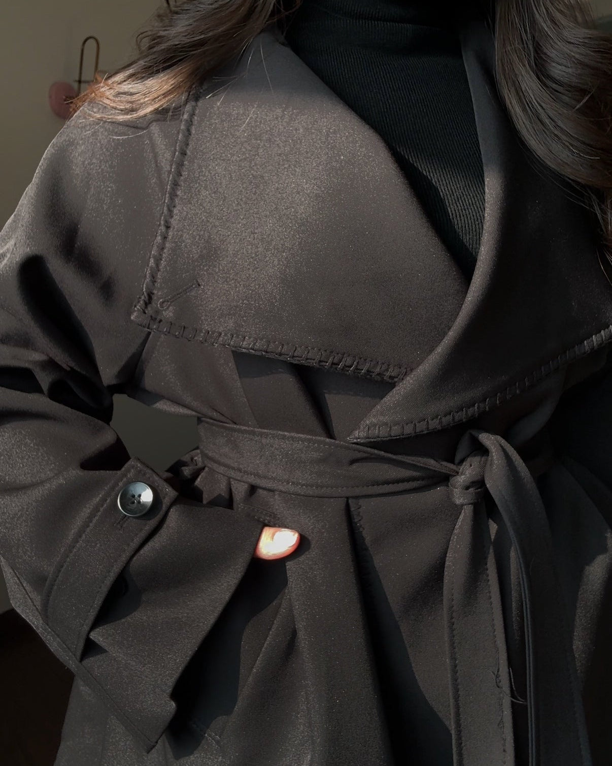 High Neck Button-Up Korean Collar Mini Trench Coat